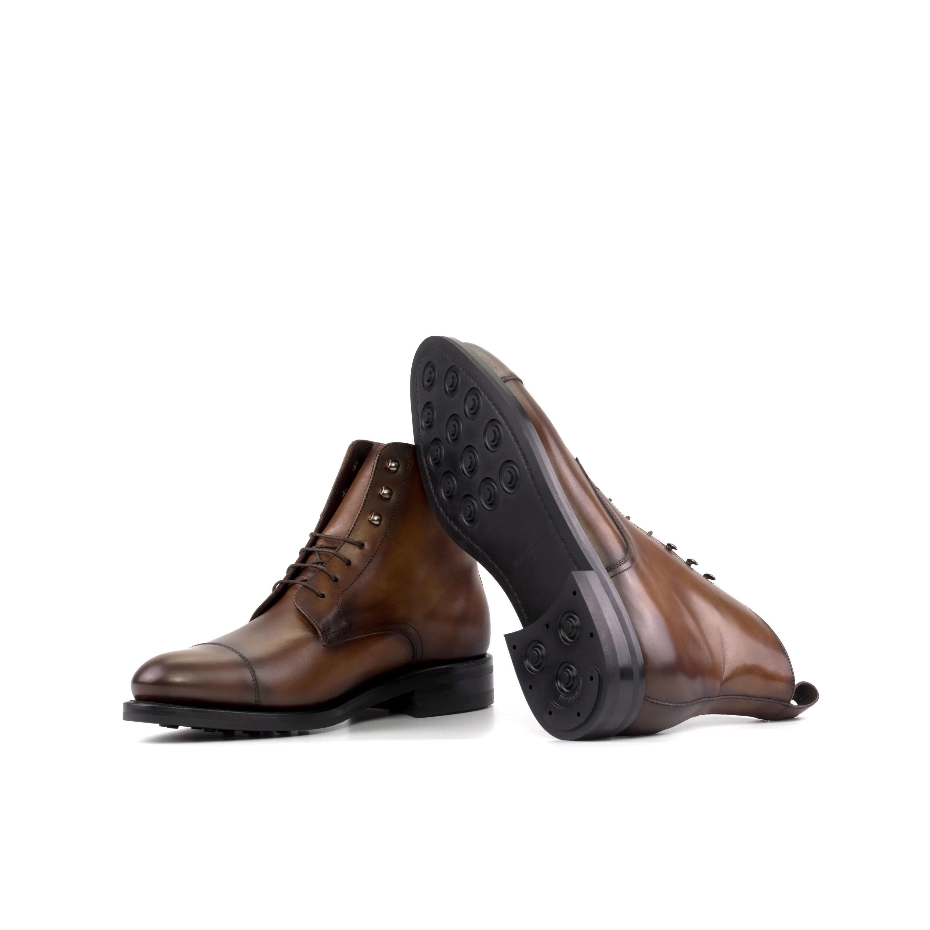 Raj Jumper Boots brown leather lace-up back view