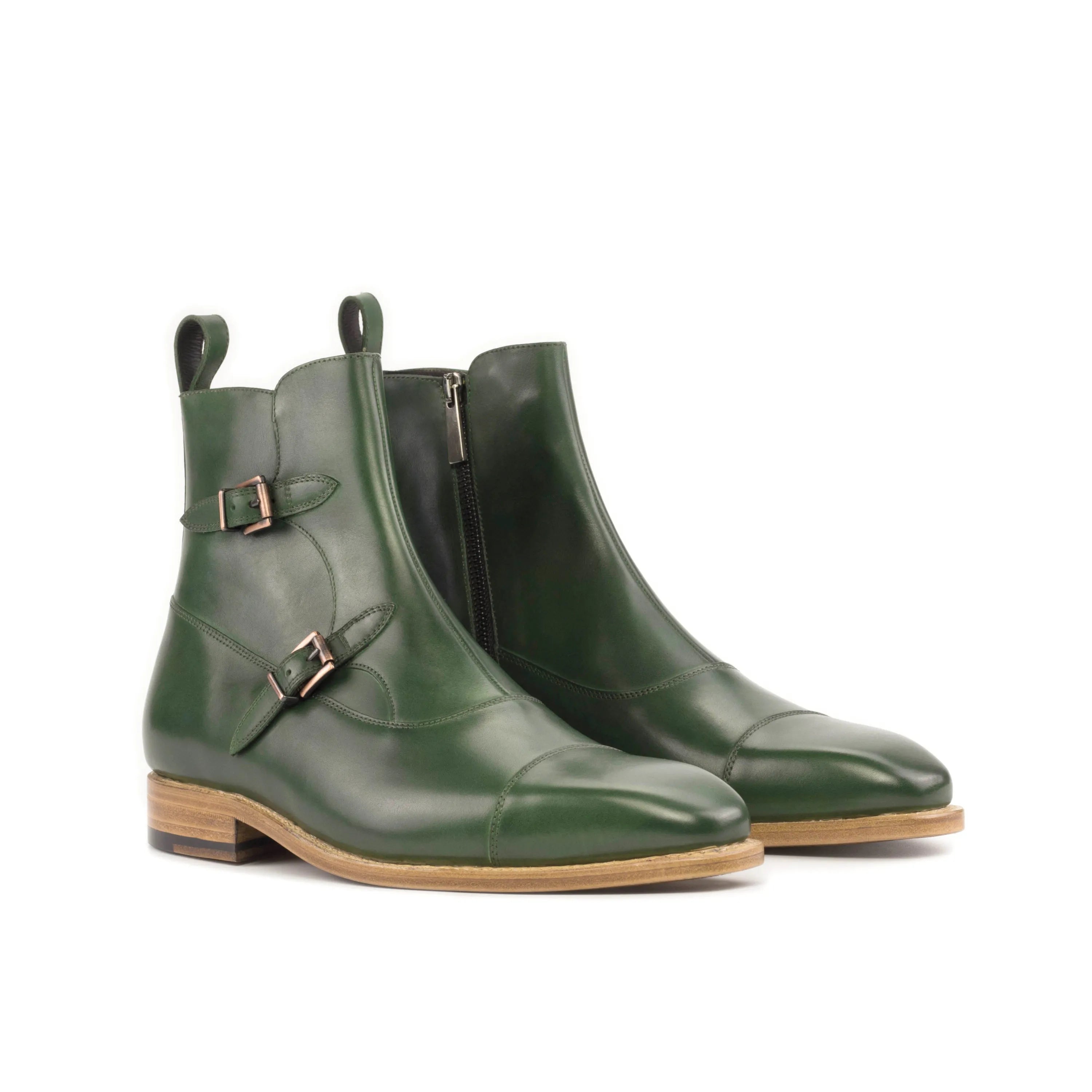 Ralphie Octavian Boots II in forest green vitello with leather sole