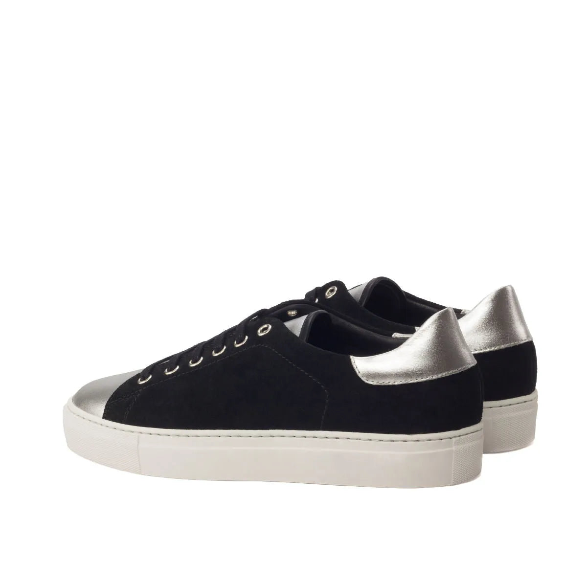 Black suede Raulond trainer sneaker with silver accents