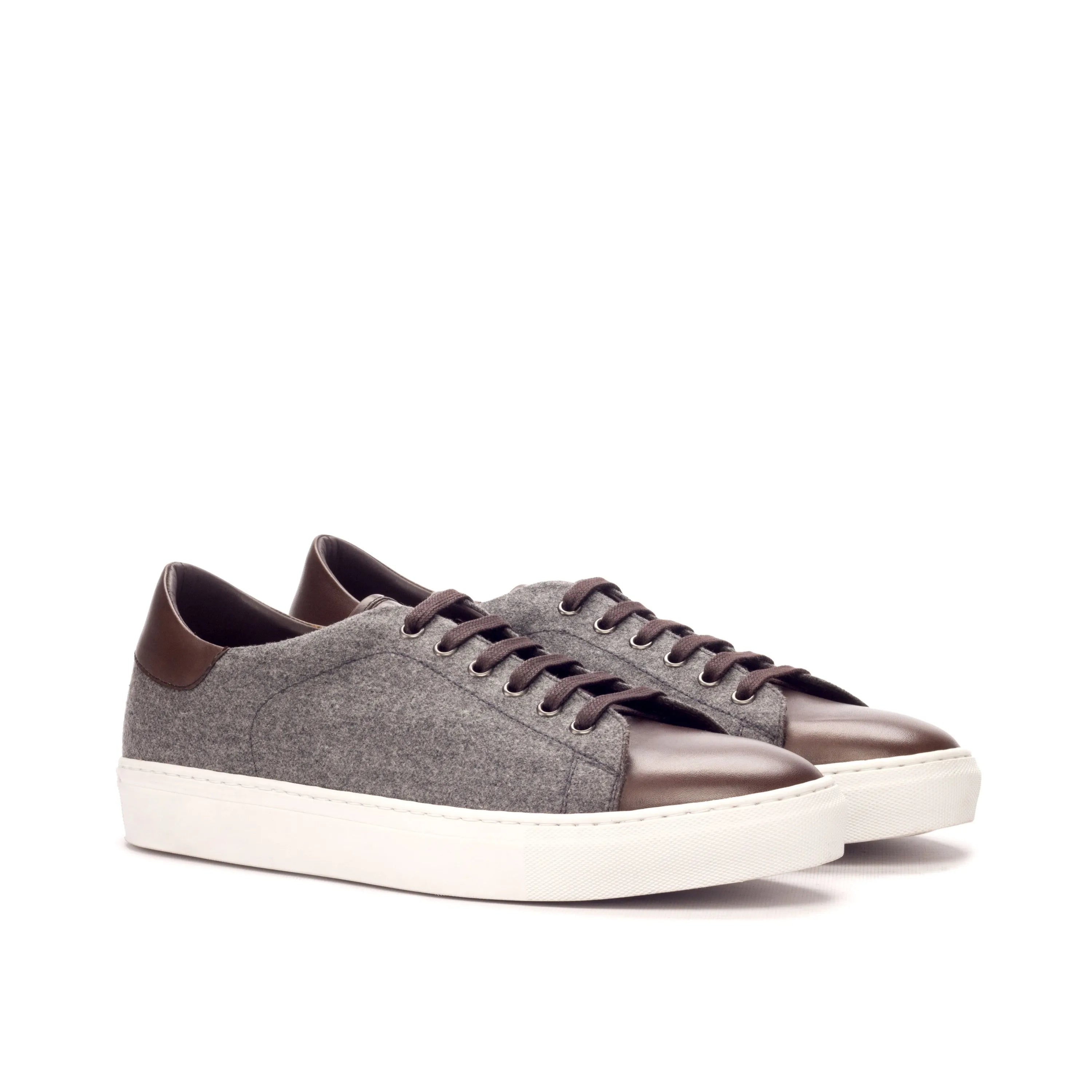 Gray and brown leather Roger Trainer Sneaker cupsole trainer