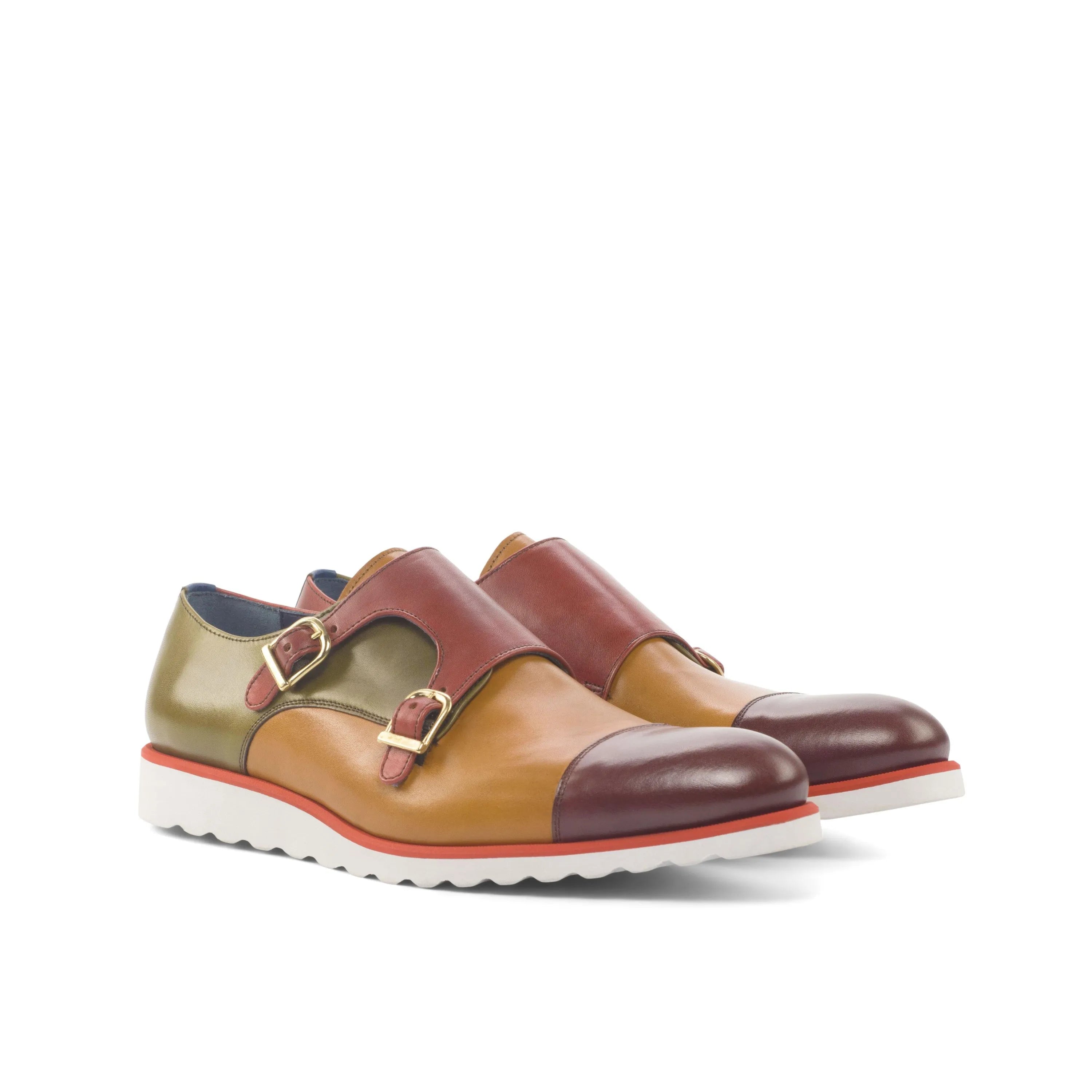 Ryan Double Monk II two-toned painted calf double monk shoes