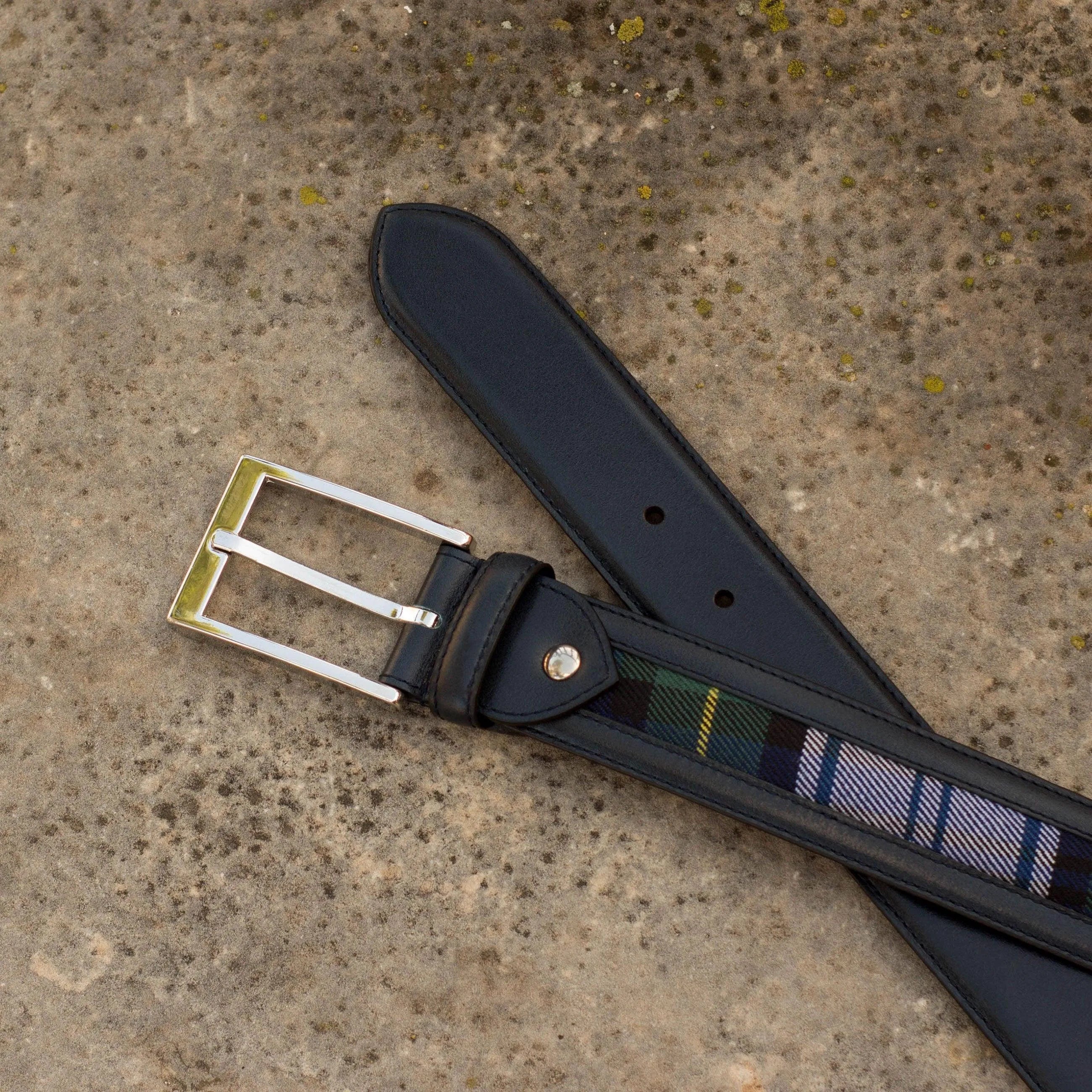 Sahnish Venice Belt II in leather and tartan design