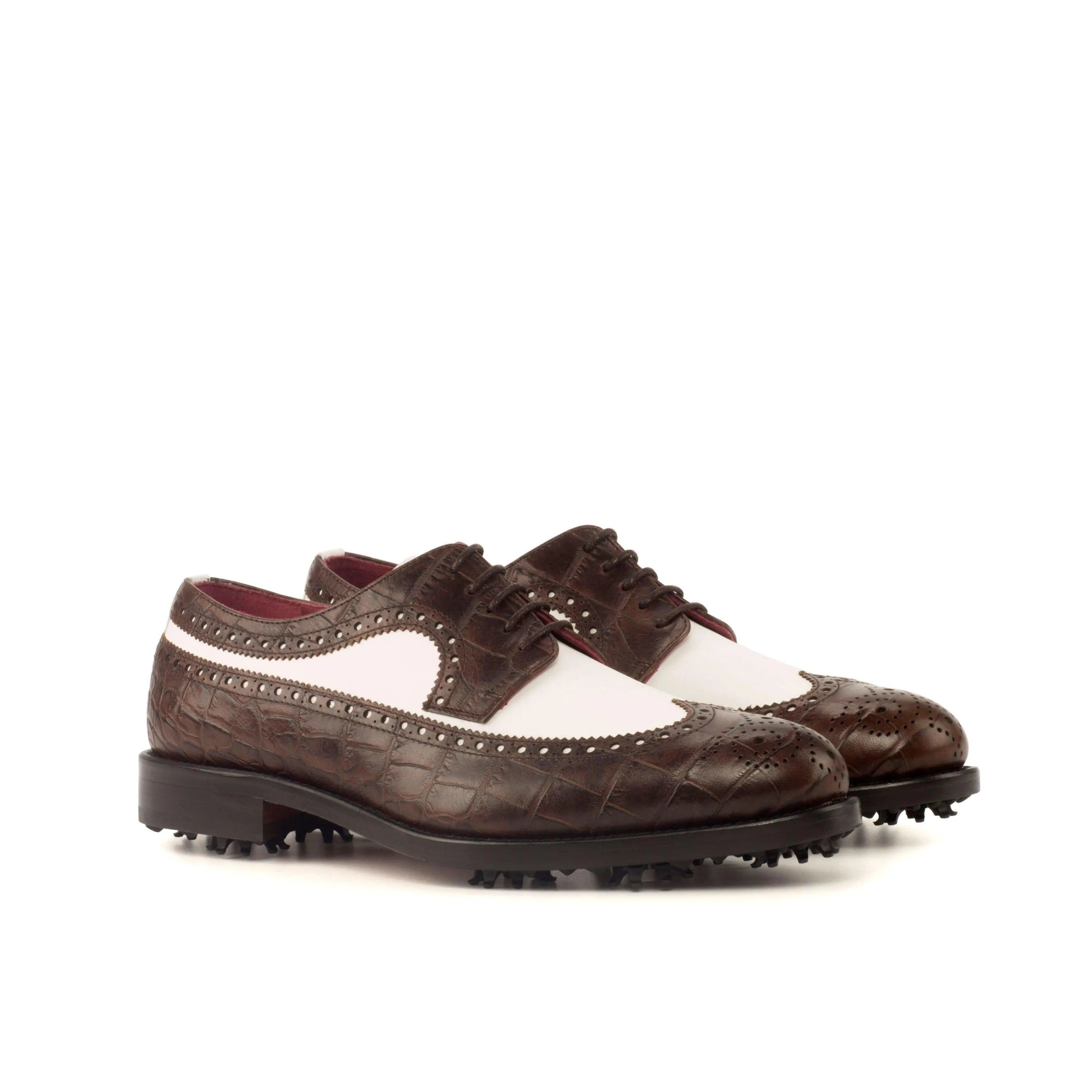 Saint Longwing Blucher Golf Shoes II in brown and white