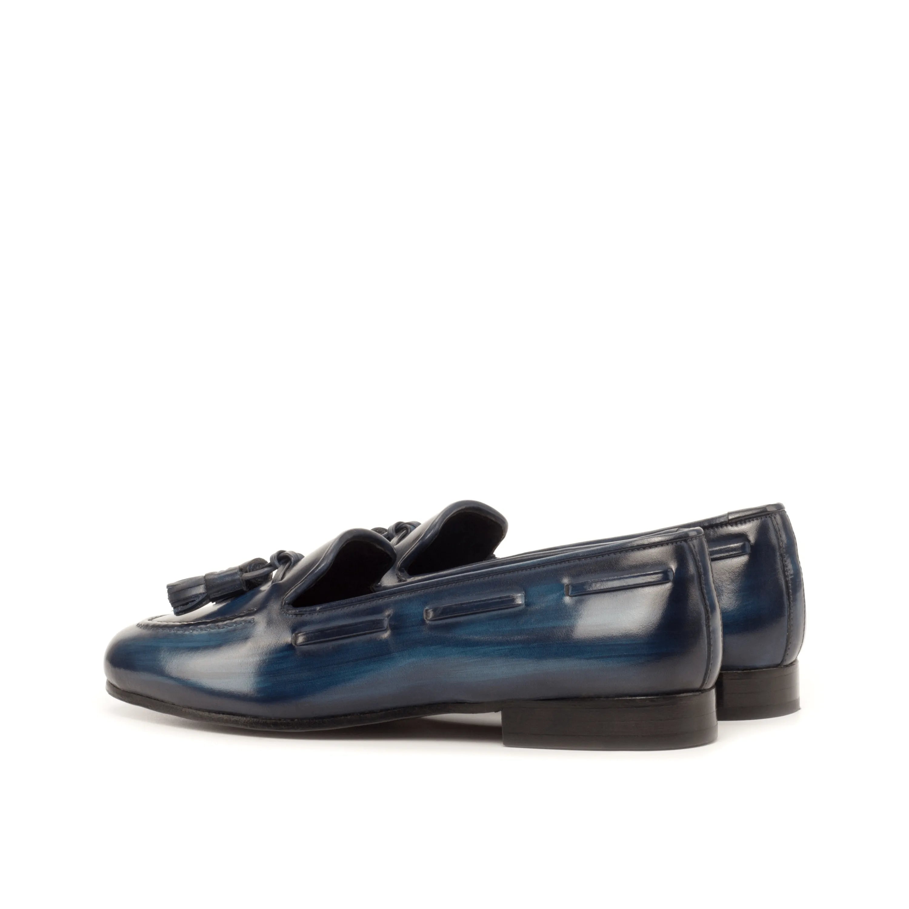 San Jose Rose patina ladies slip-on blue leather tassel loafers