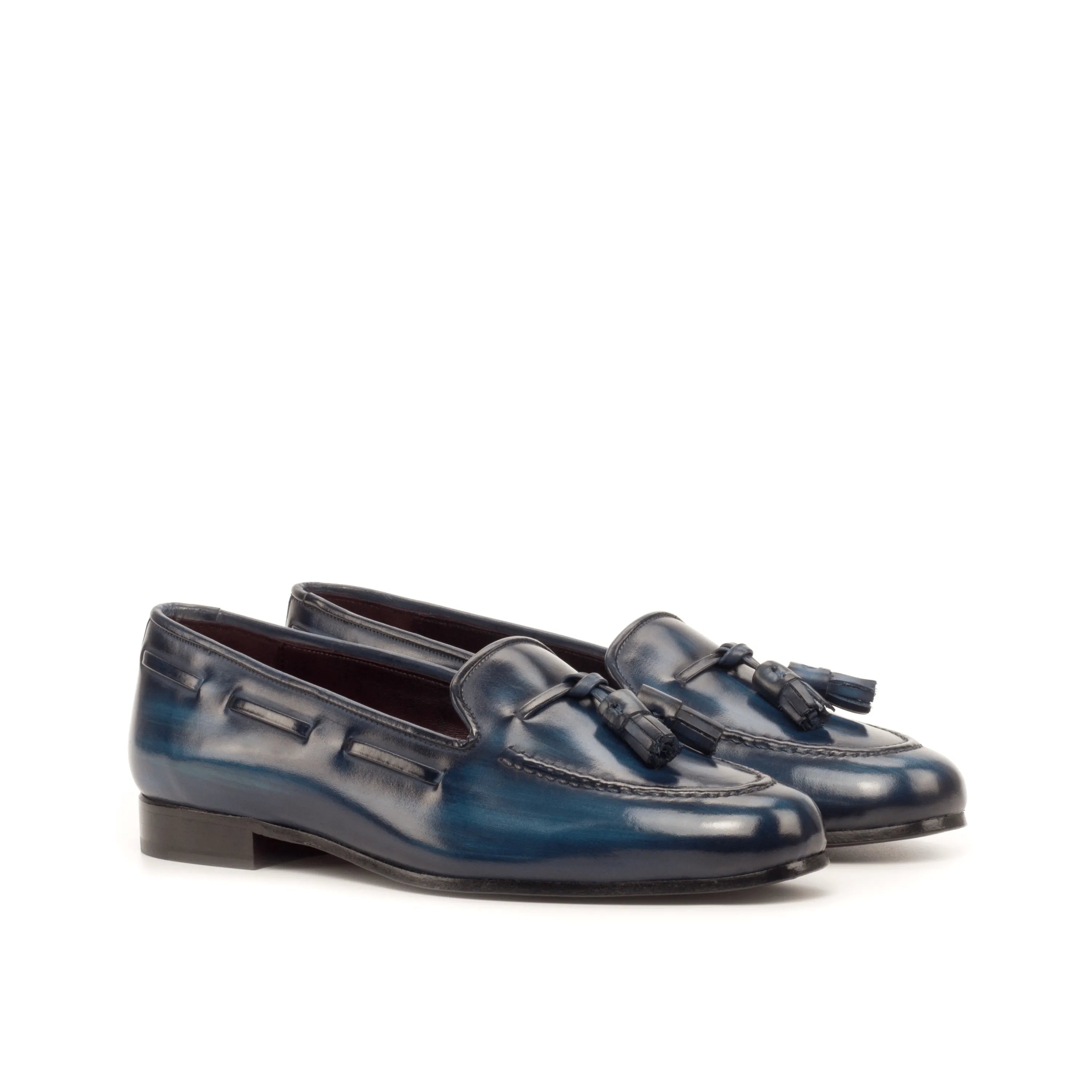 San Jose Rose patina ladies slip-on: blue leather tassel loafers
