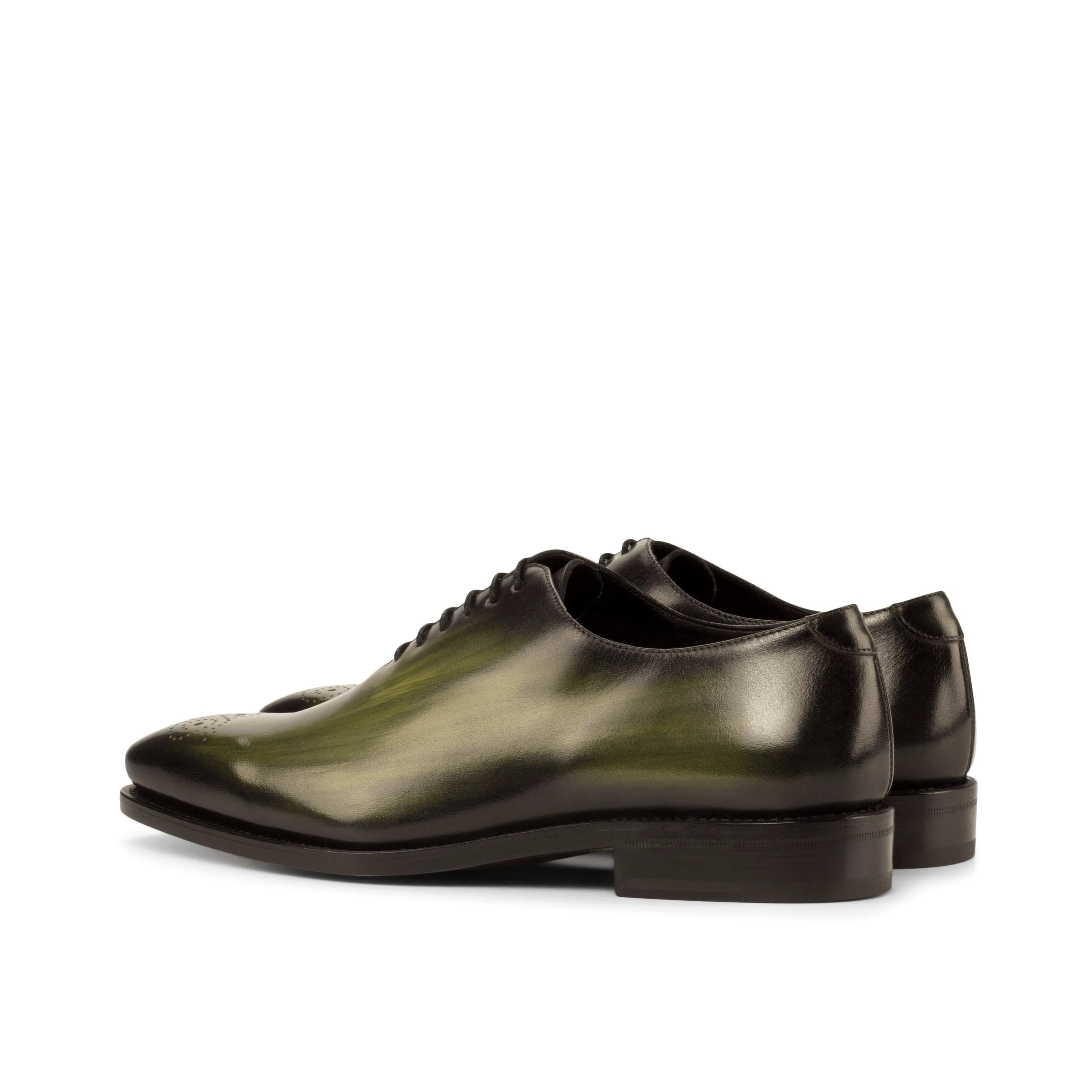 Seke whole cut patina II green leather dress shoes for men