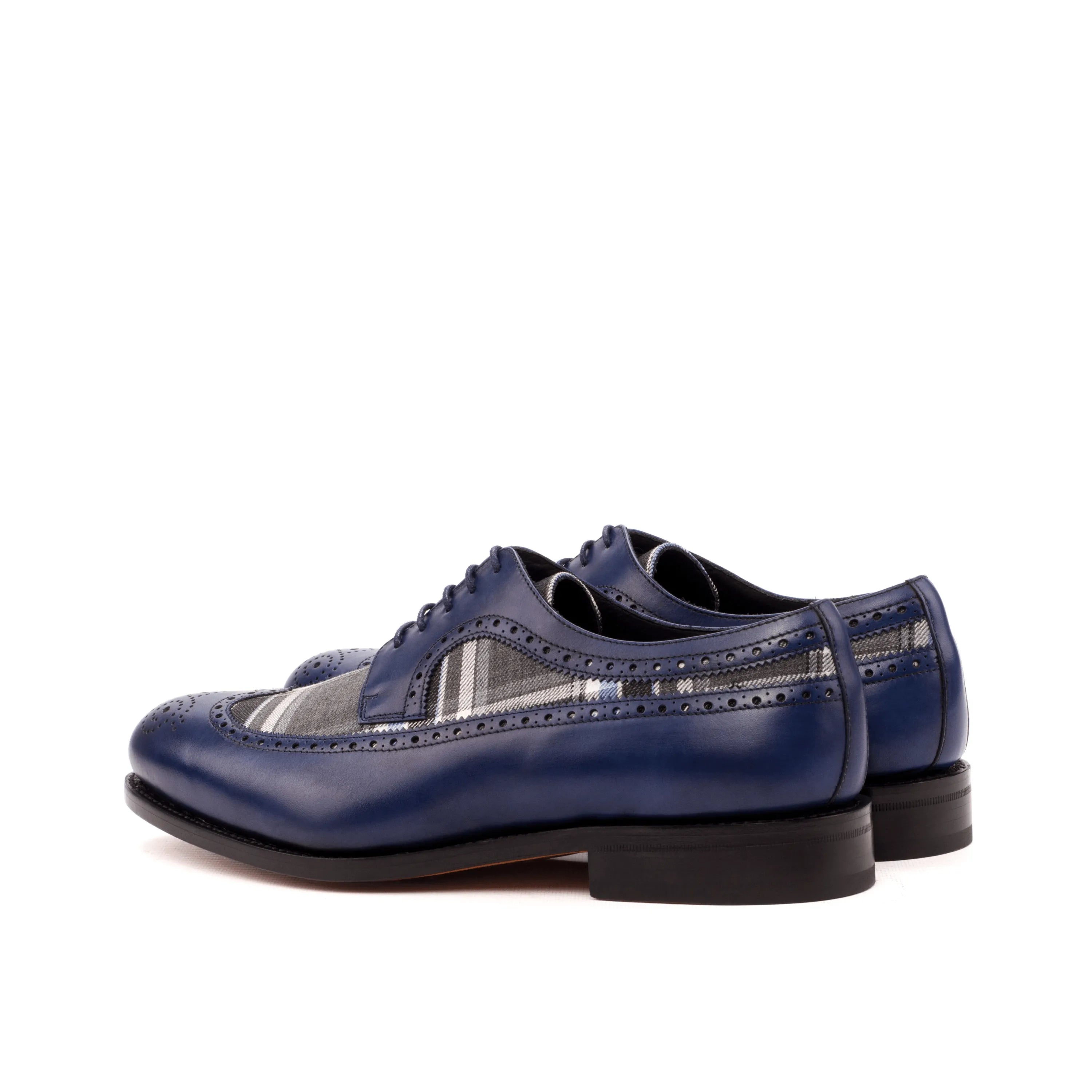 Seneca Longwing Blucher II blue leather plaid longwing blucher shoes