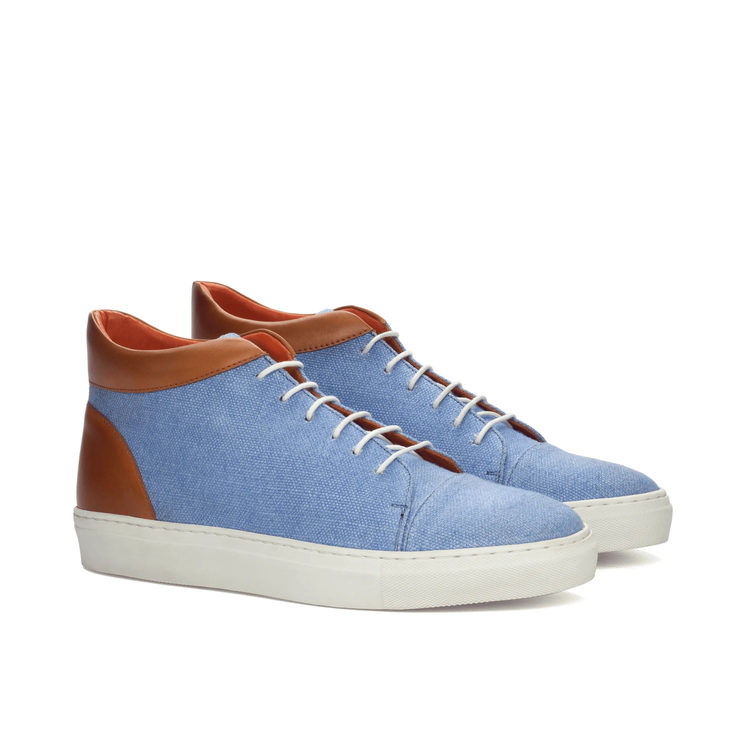 Sergei high blue and brown luxury bespoke high-top sneakers