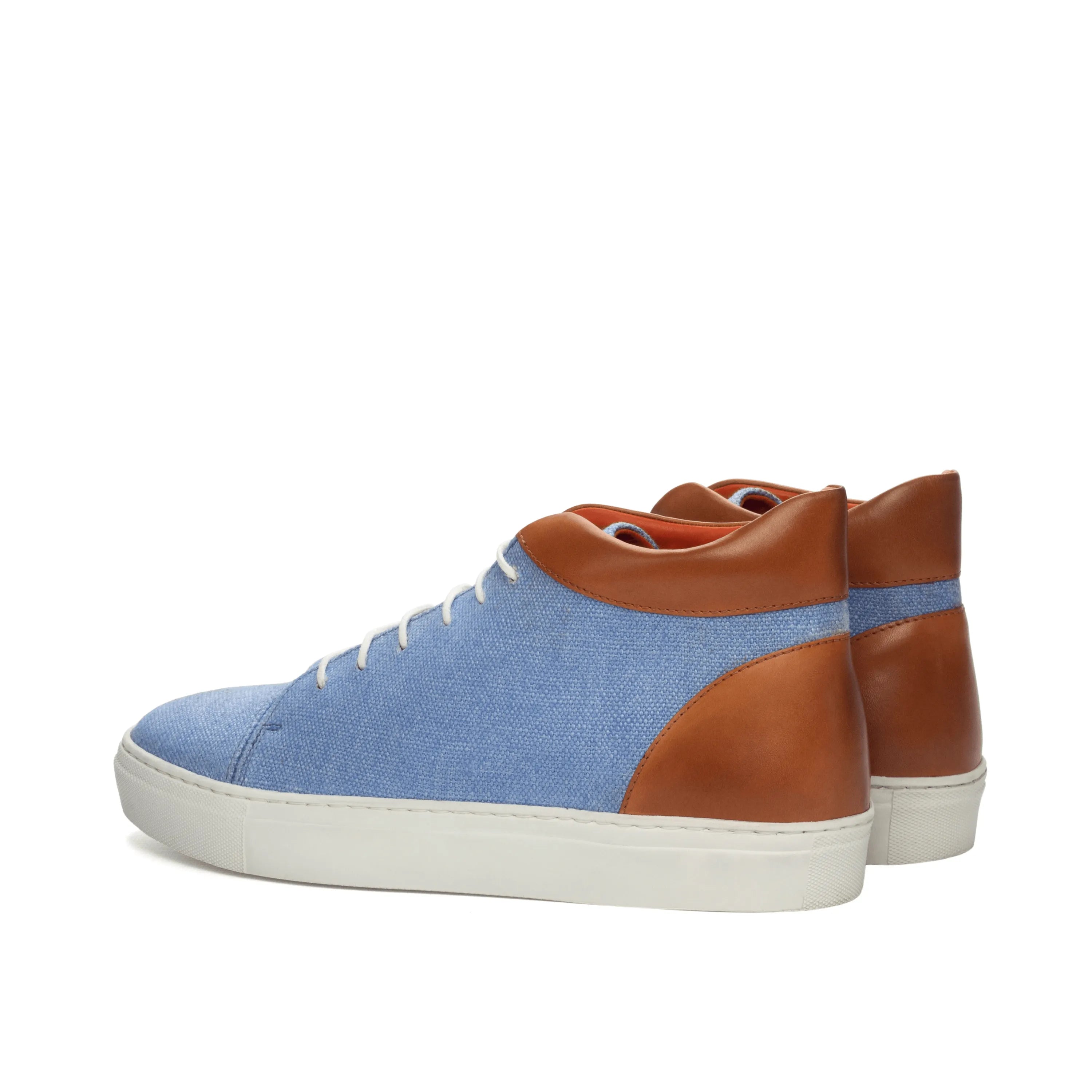 Sergei high blue and brown luxury bespoke high-top sneakers
