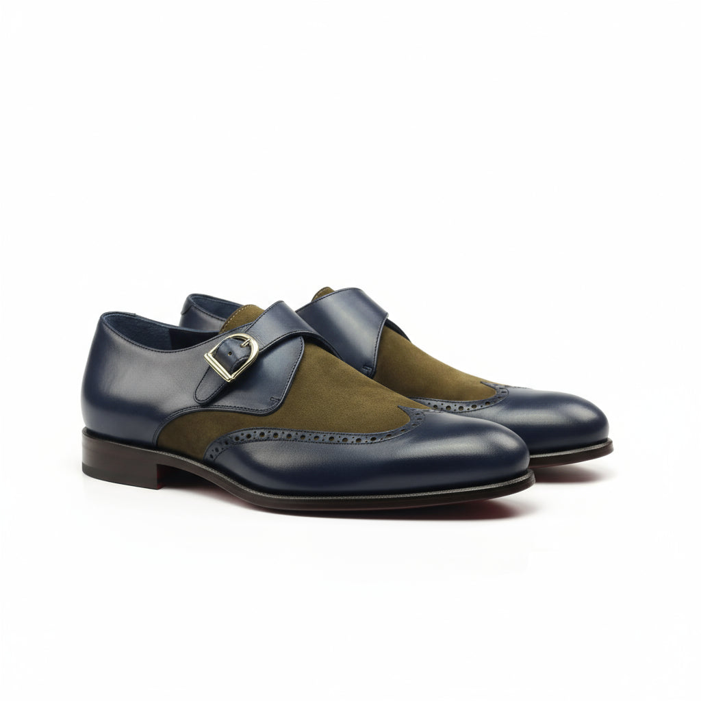 Shakspear single monk two-tone monk strap dress shoes