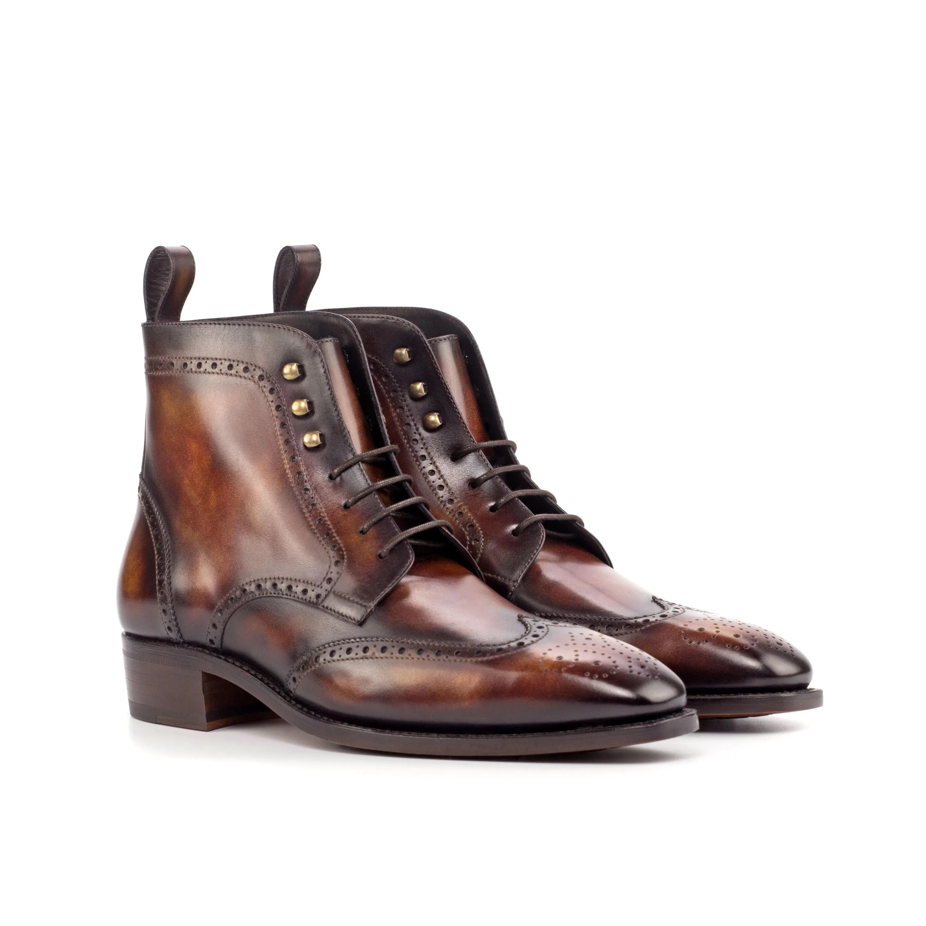 Silo Patina Military Brogue Boots II brown leather wingtip back view