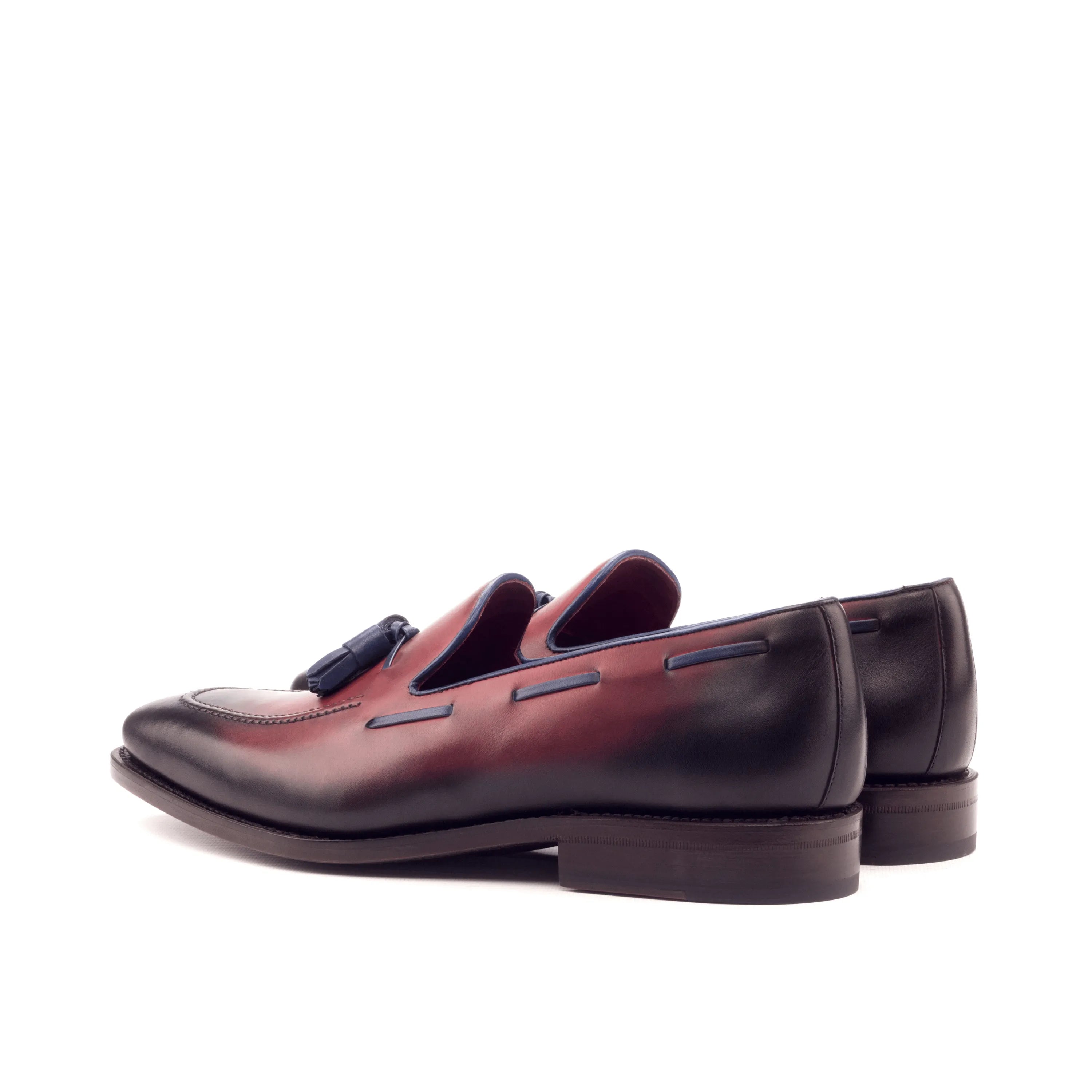 Silwauski Loafers II in burgundy black painted calf leather with tassels