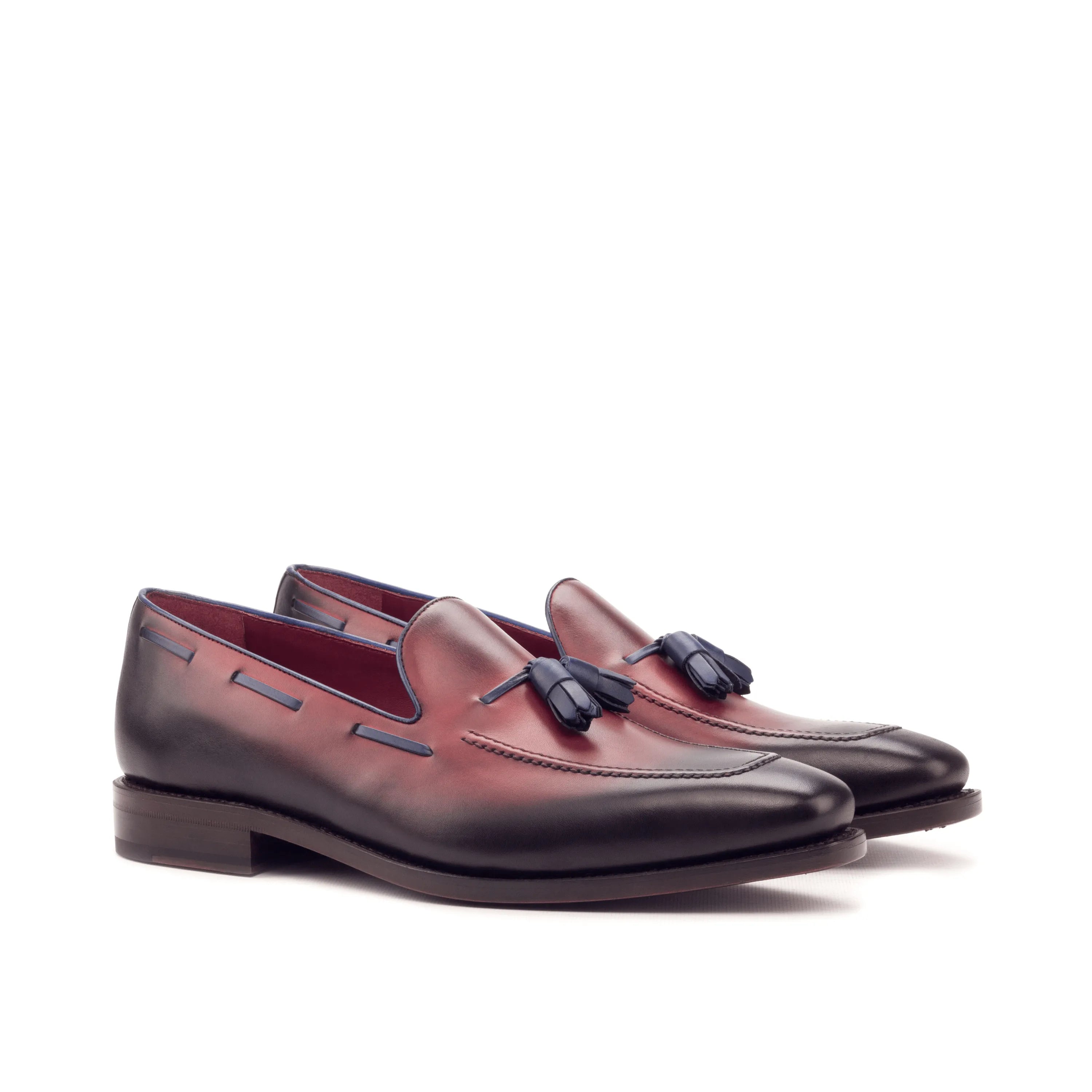 Silwauski loafers II in burgundy painted calf leather with tassels