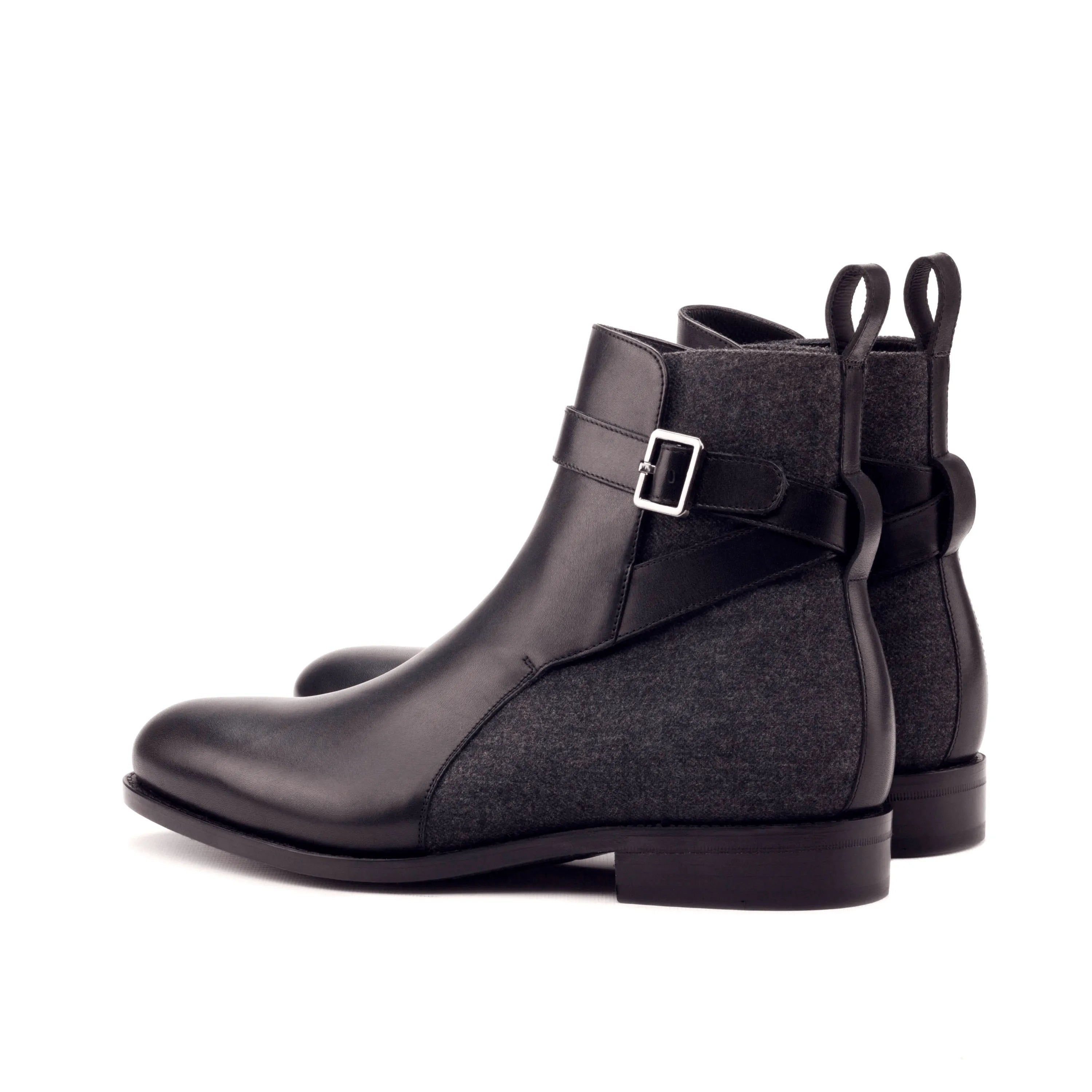 Black leather and gray wool Singapor Jodhpur Boots II ankle boots