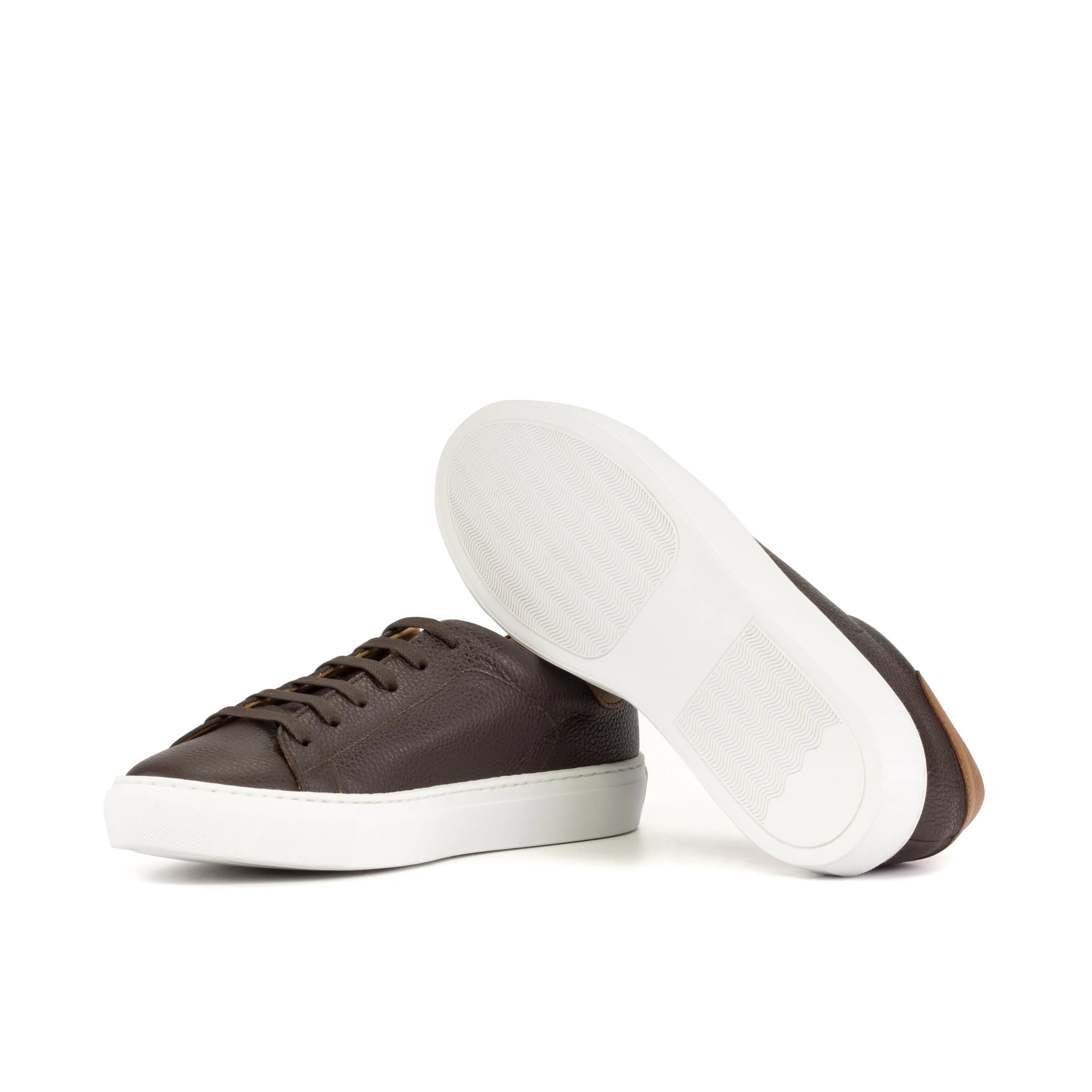 Soleil Trainer Sneaker in brown Italian calf leather with white soles