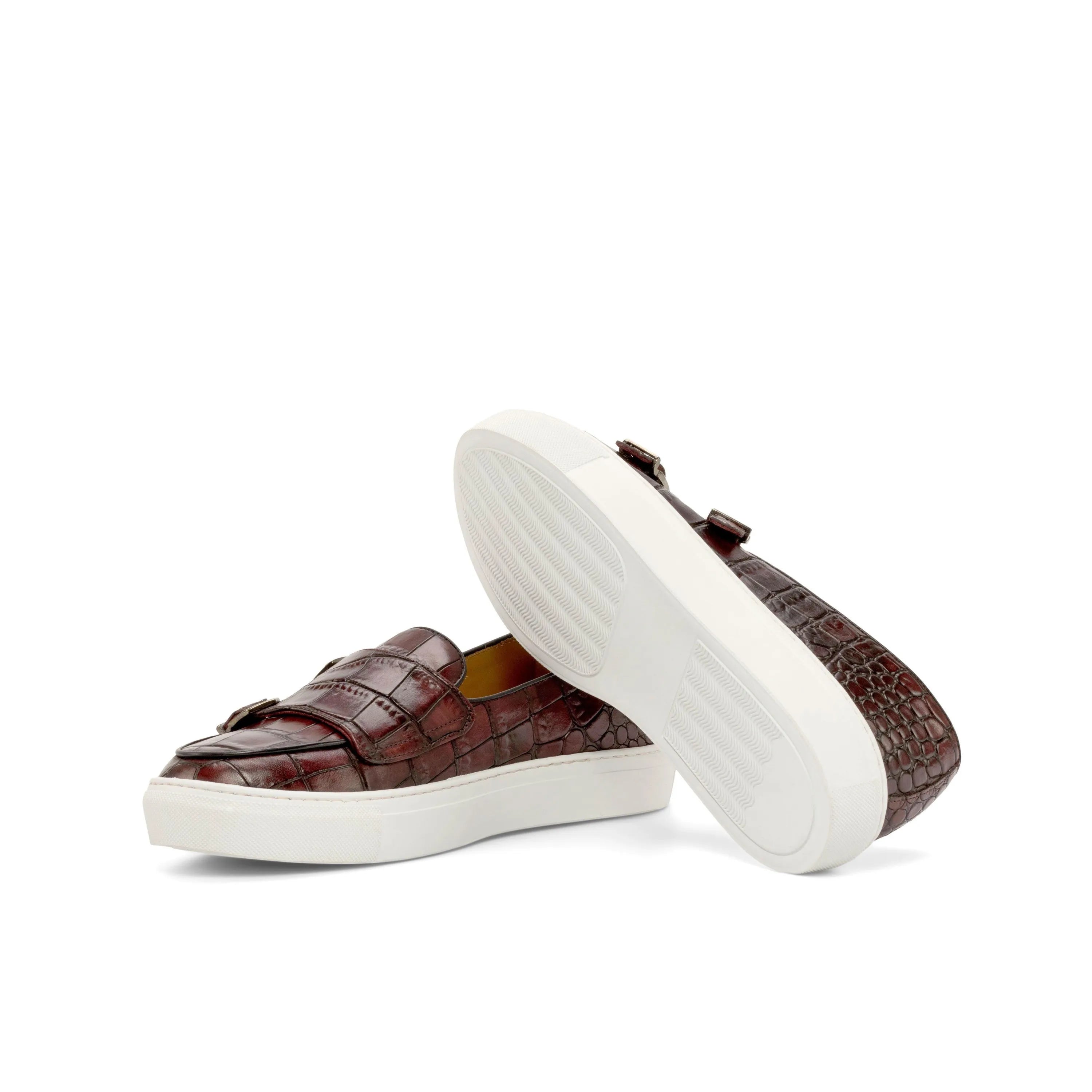 Burgundy crocodile Sos monk sneaker slip-on shoes