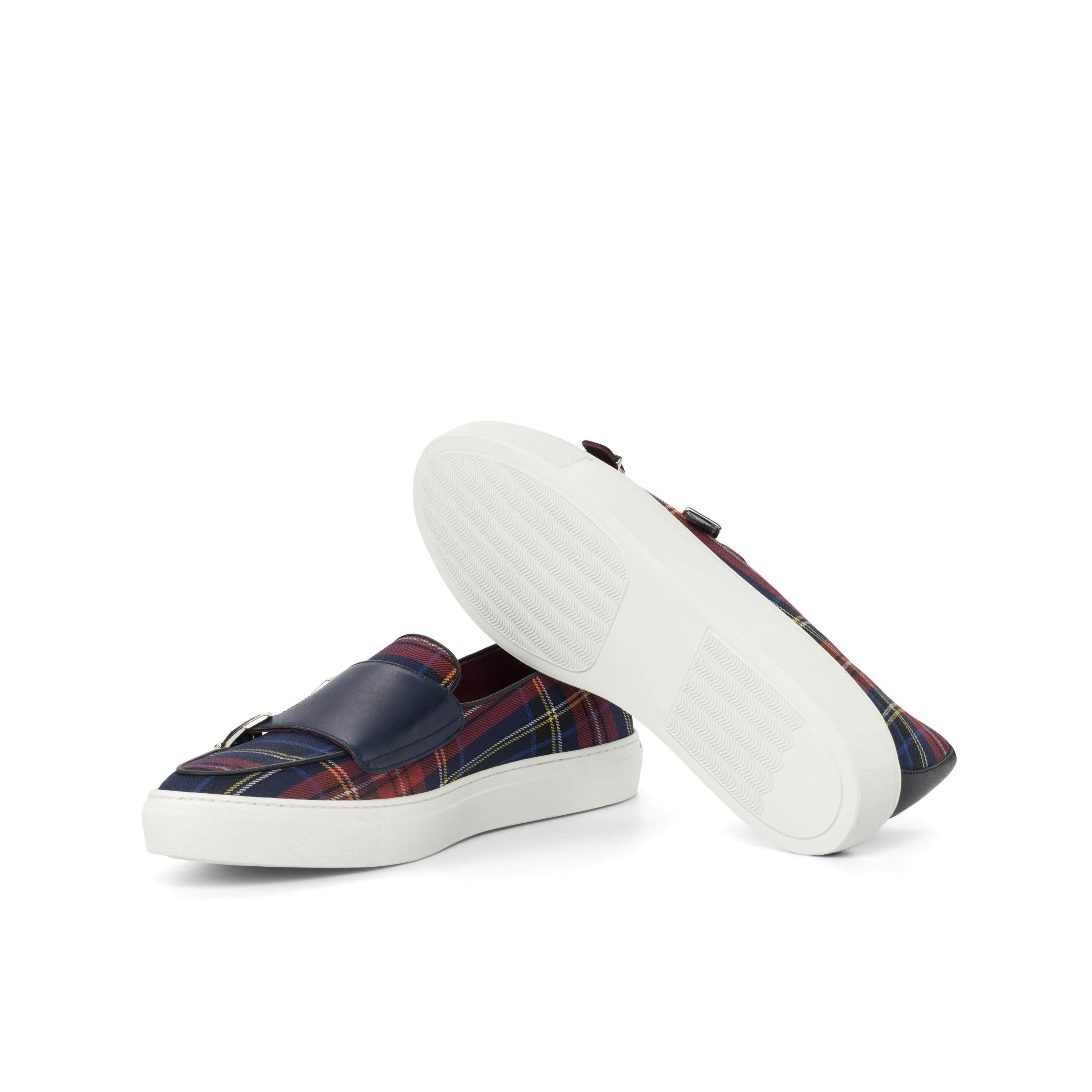 Sosa grand monk sneaker II plaid slip-on sneakers in painted calf