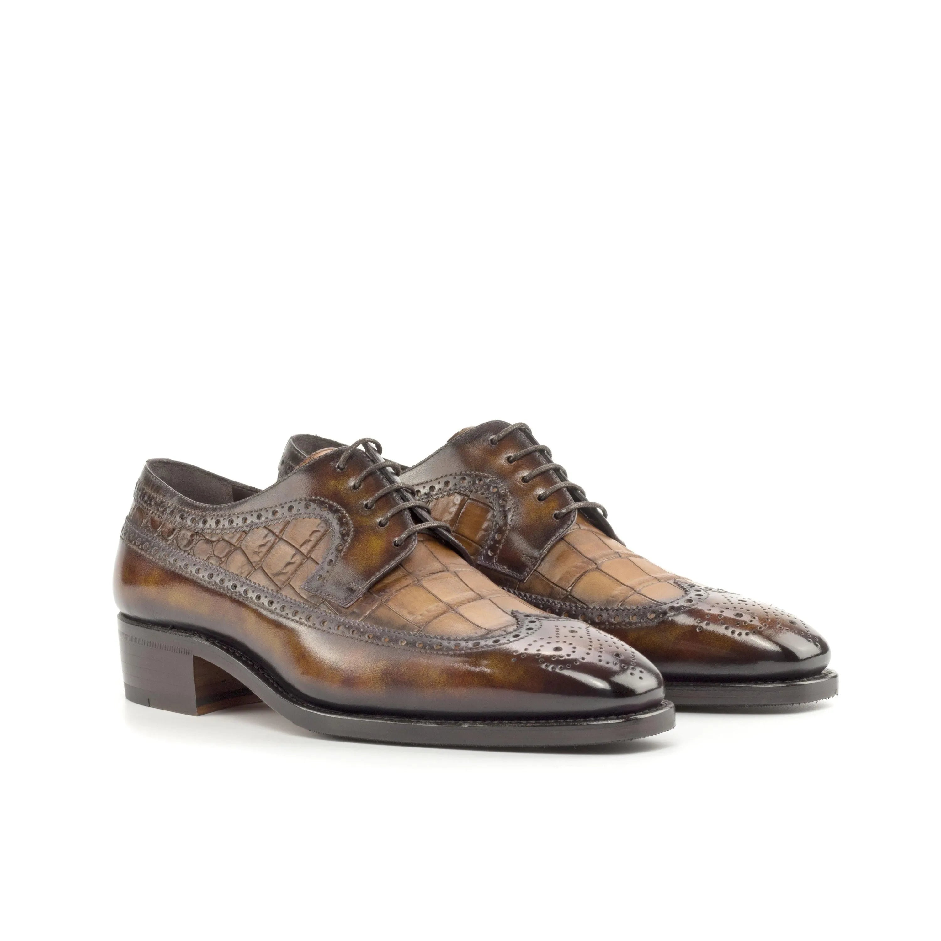 Stanley Patina Longwing Blucher II brown leather wingtip dress shoes