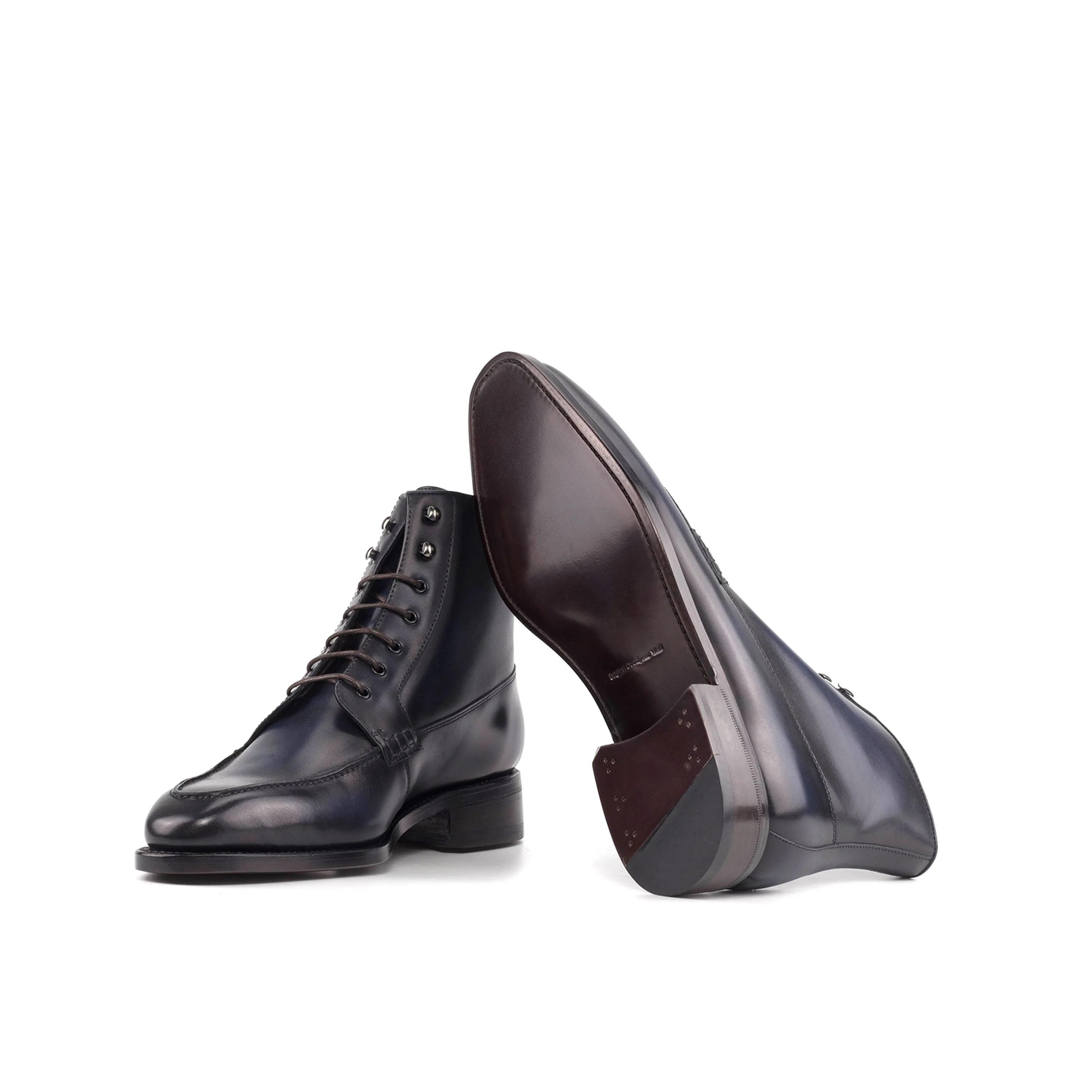 Blue Summit Moc Boots, back view of leather lace-up design