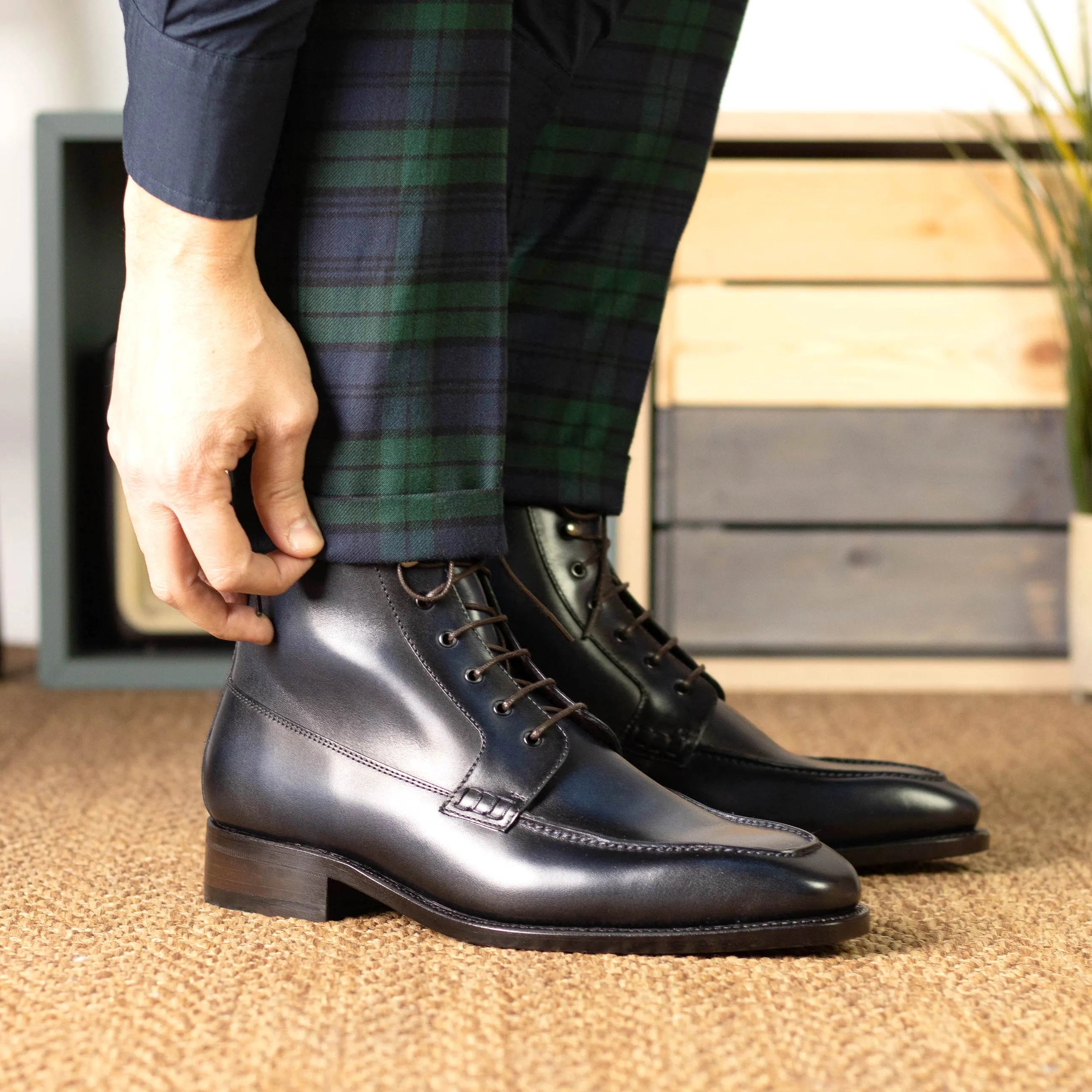 Back view of Summit Moc Boots in leather dress style