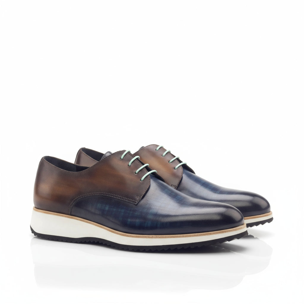 Testino 2 derby patina two-toned leather split toe dress shoes