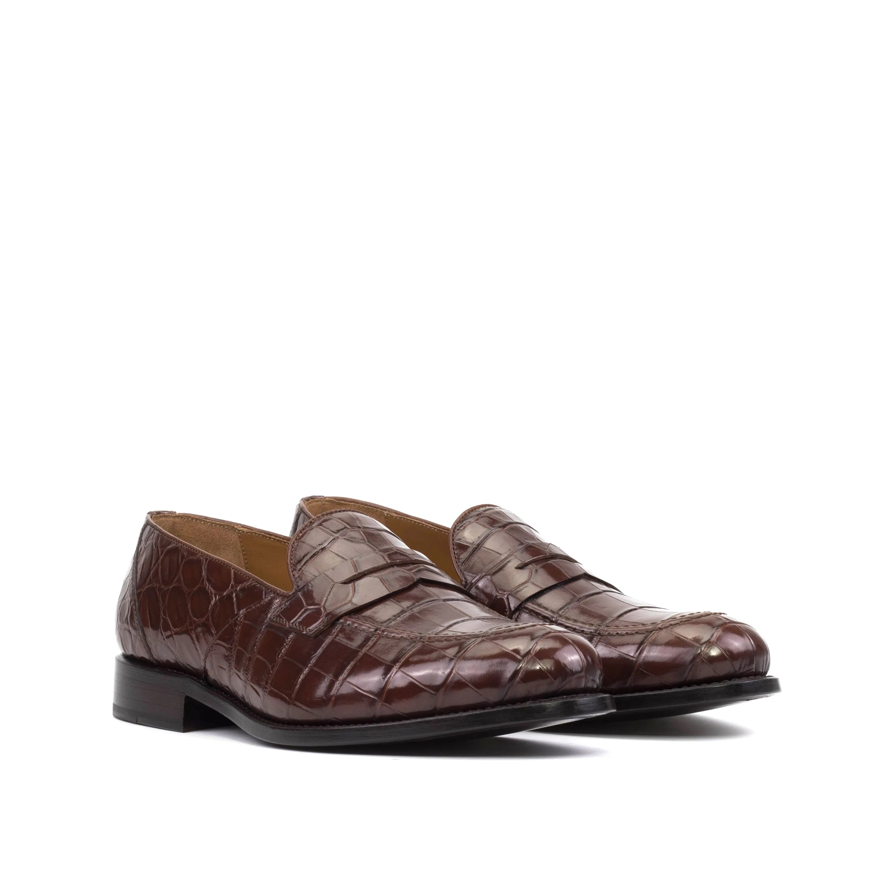Pair of TheDon Alligator Loafers II in brown crocodile leather