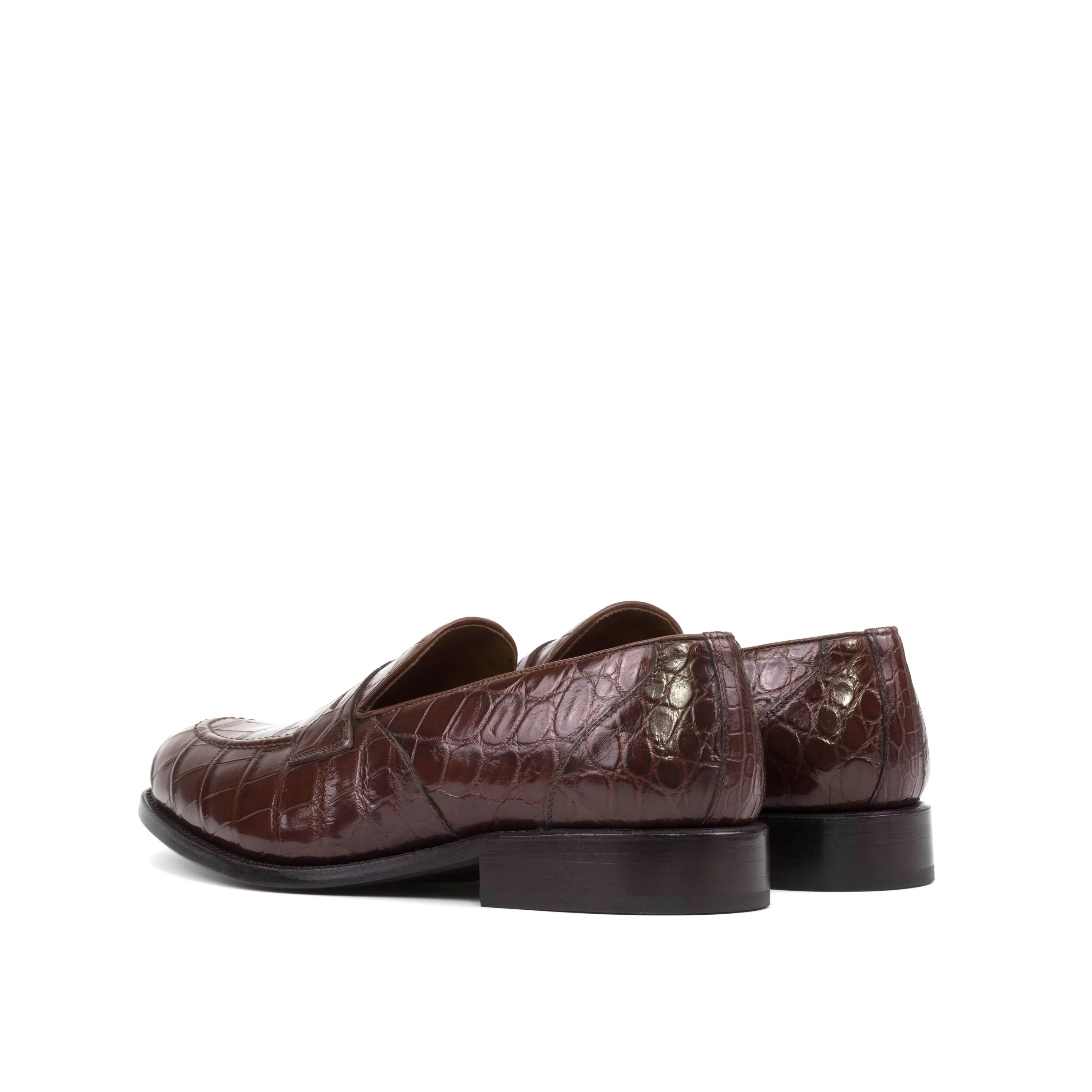 TheDon Alligator Loafers in brown crocodile-patterned leather