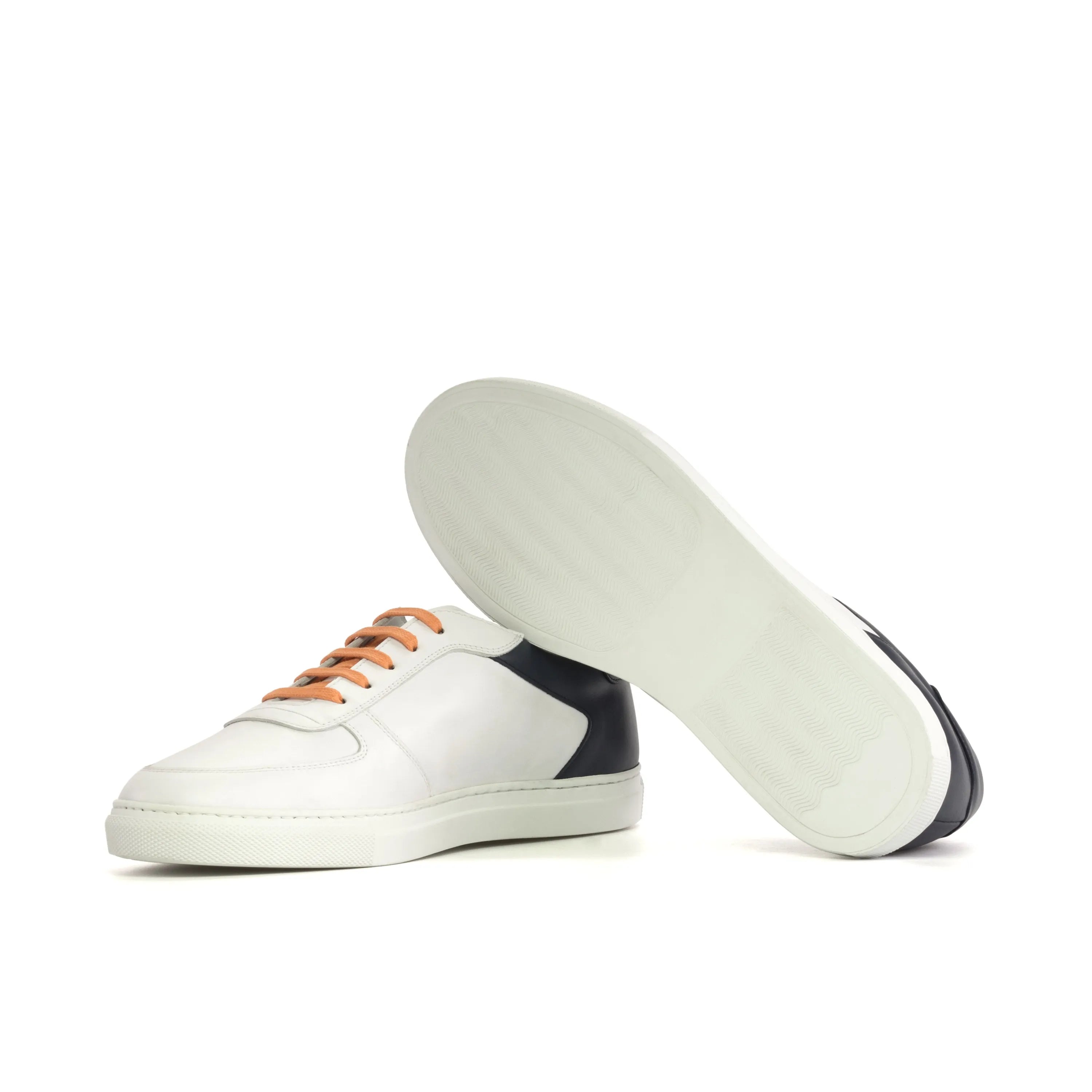 Tommaso Low navy nappa leather sneakers, white and black