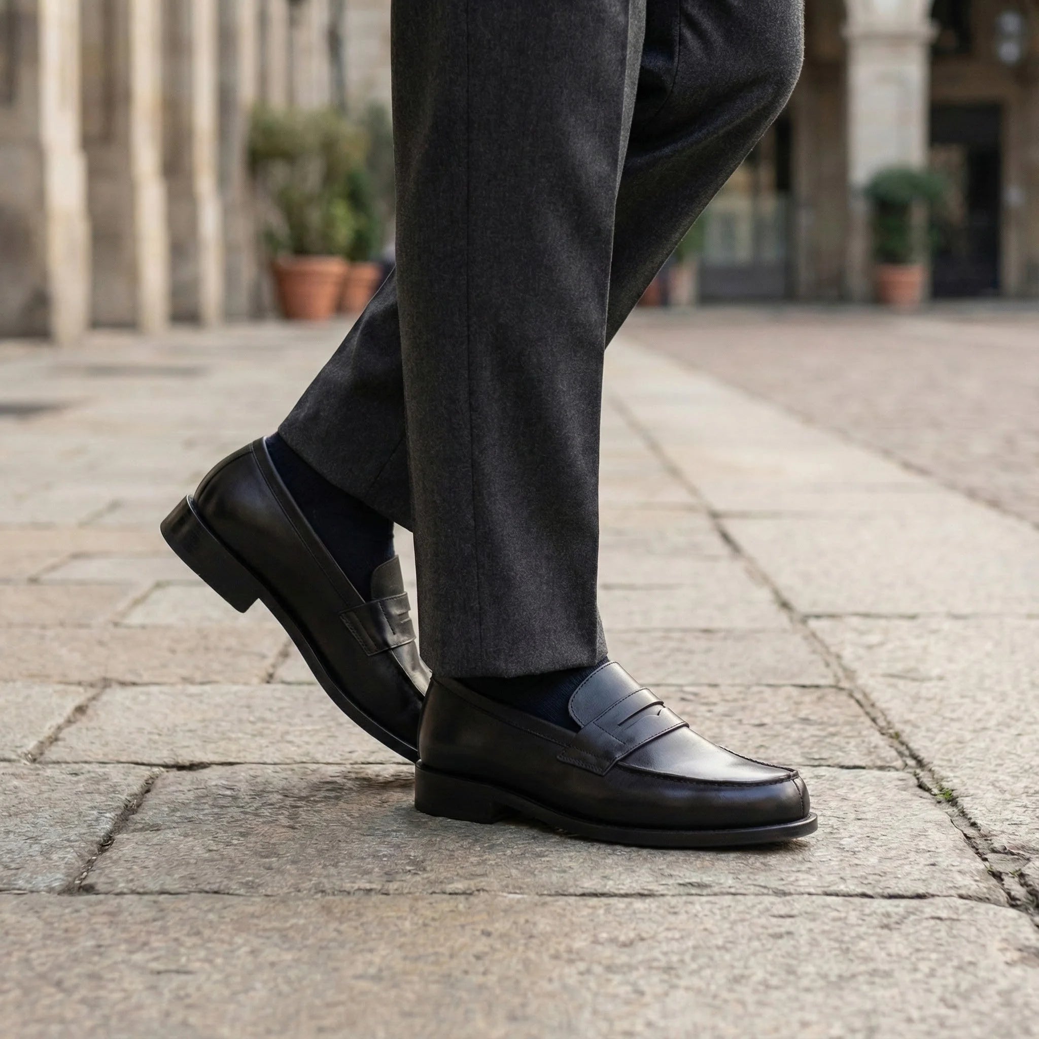 TuesdayOne penny loafers II in black calf leather with polished finish