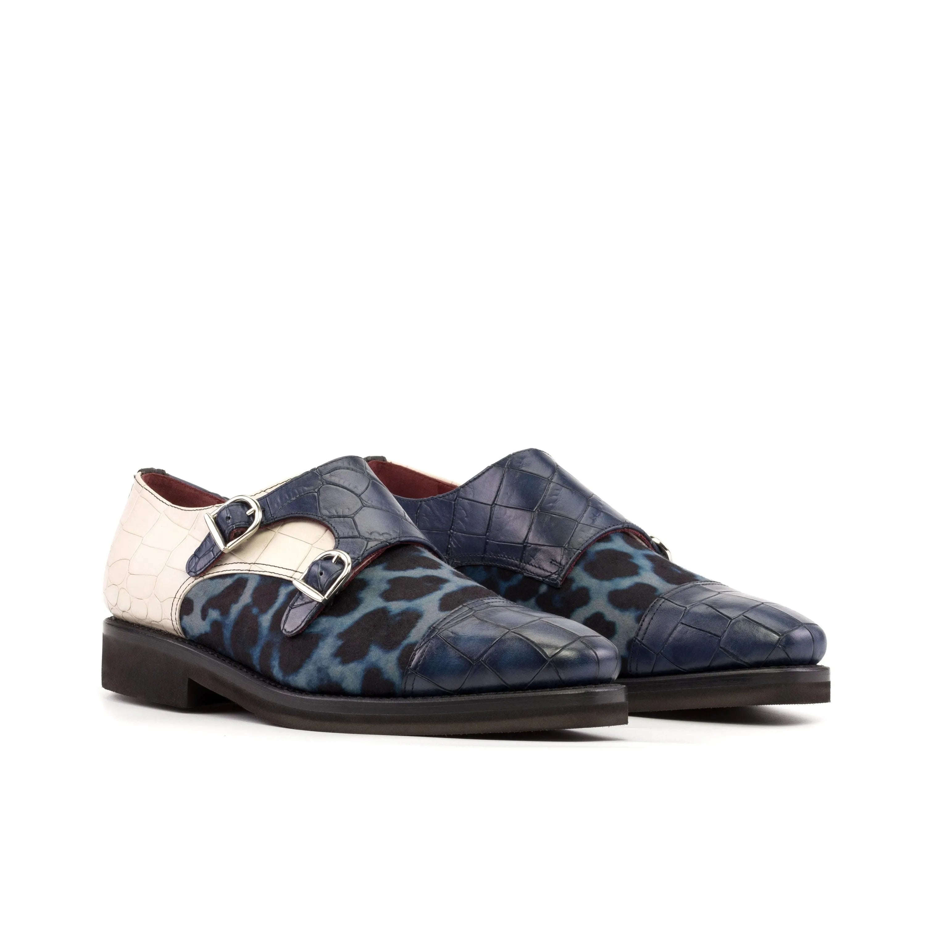 Tuin Double Monk II patterned leather double monk strap shoes