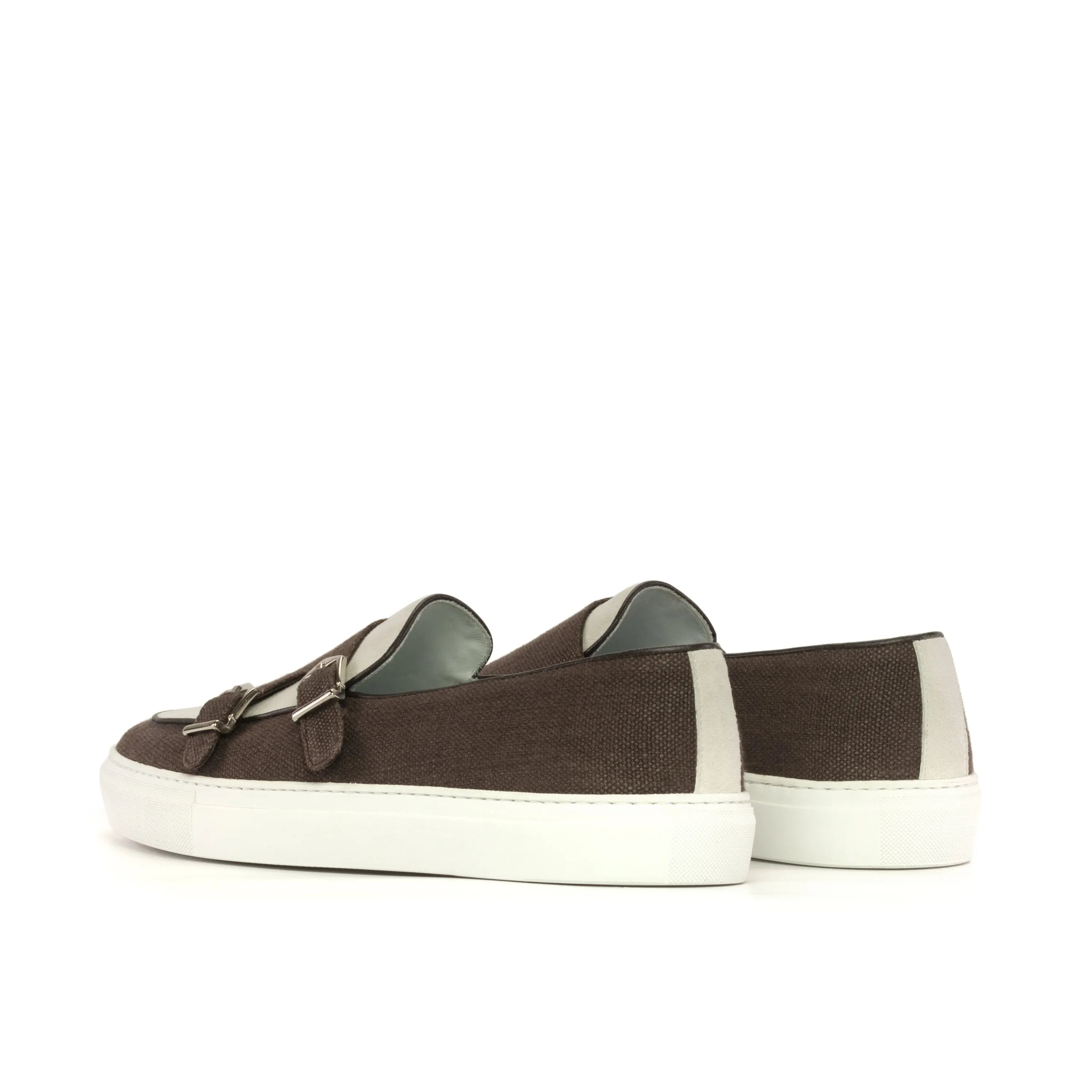 Tulla monk sneaker: brown leather double monk trainer sneakers
