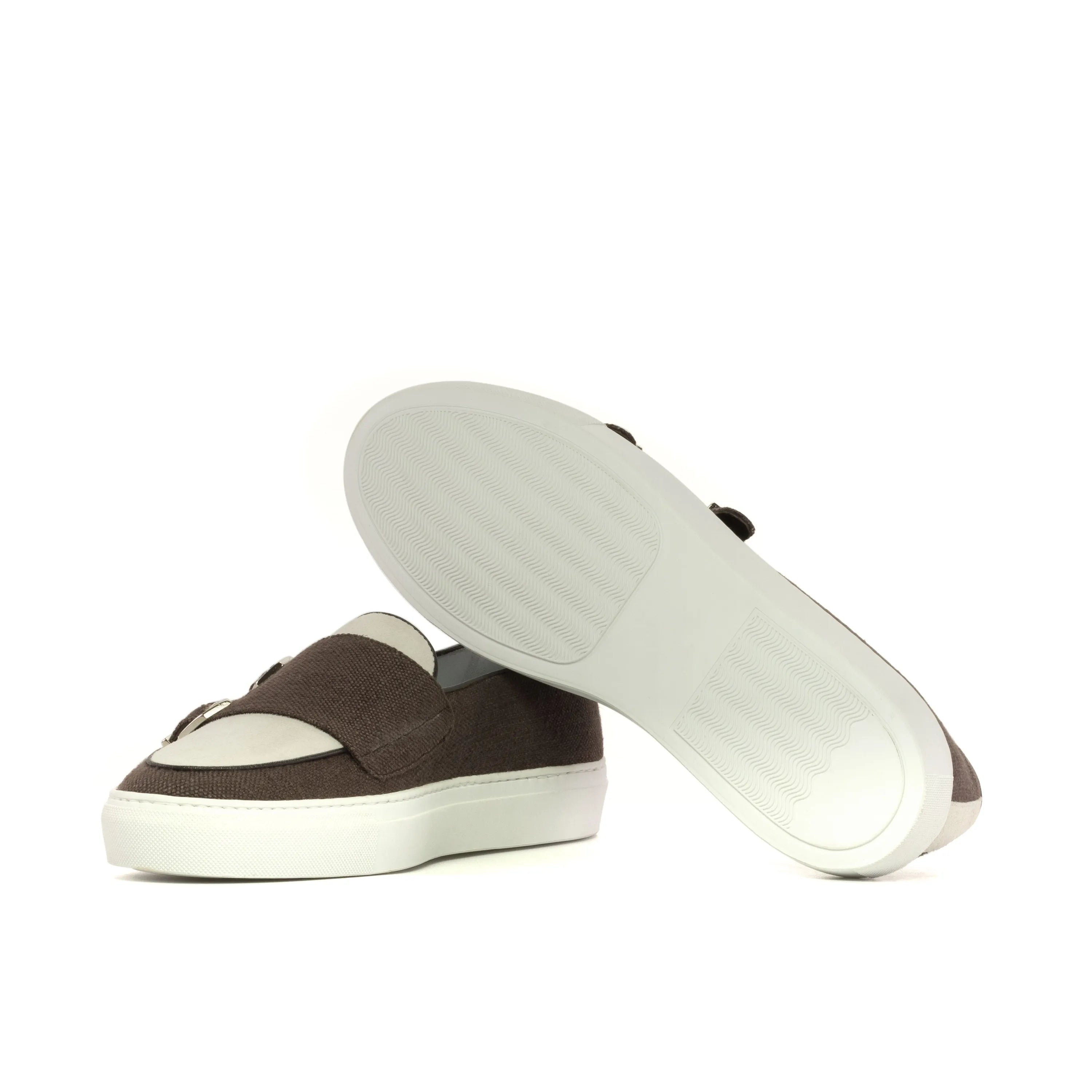 Tulla monk sneaker: brown and white slip-on trainer sneakers