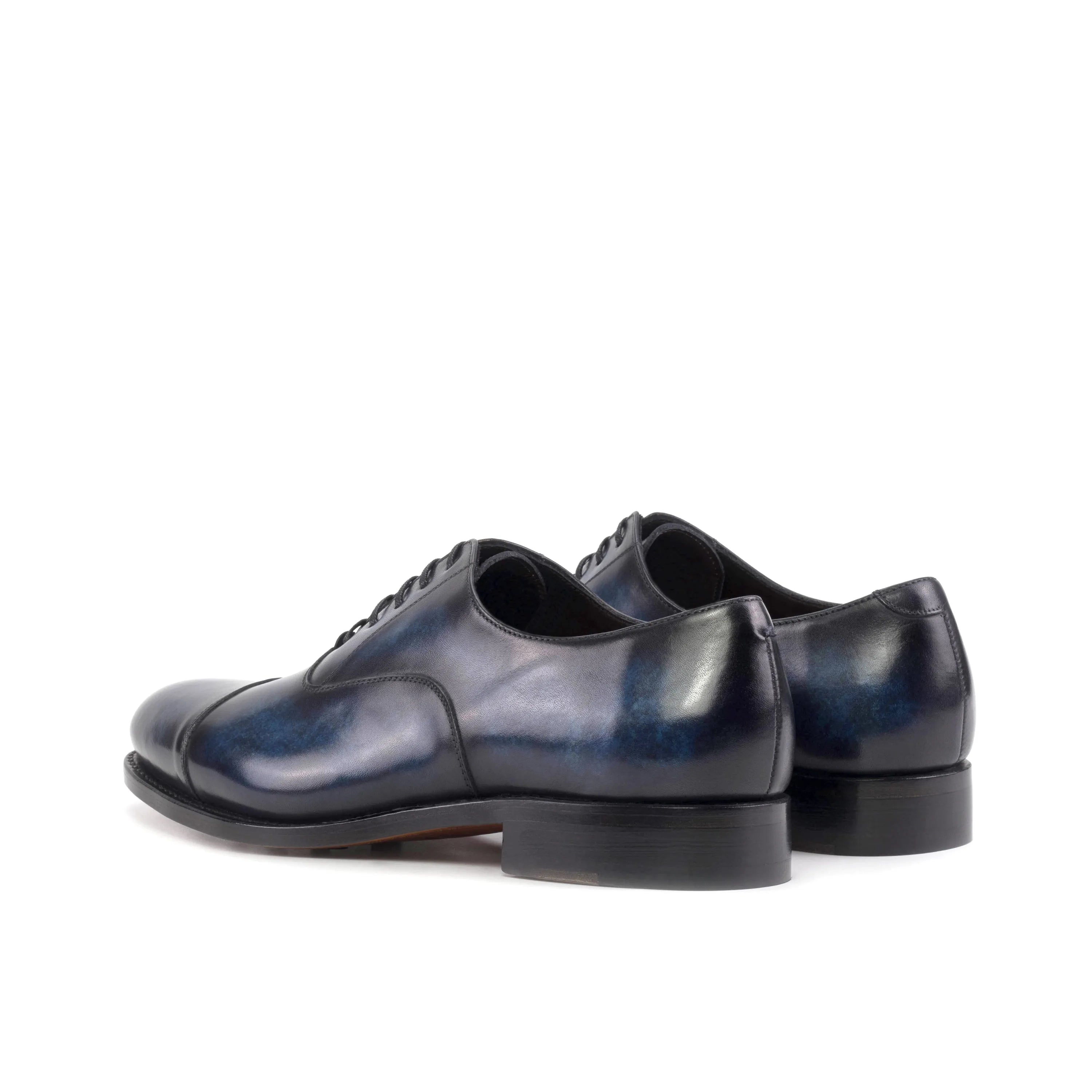 Pair of blue Vanguard Patina Oxford shoes II in goodyear welt leather