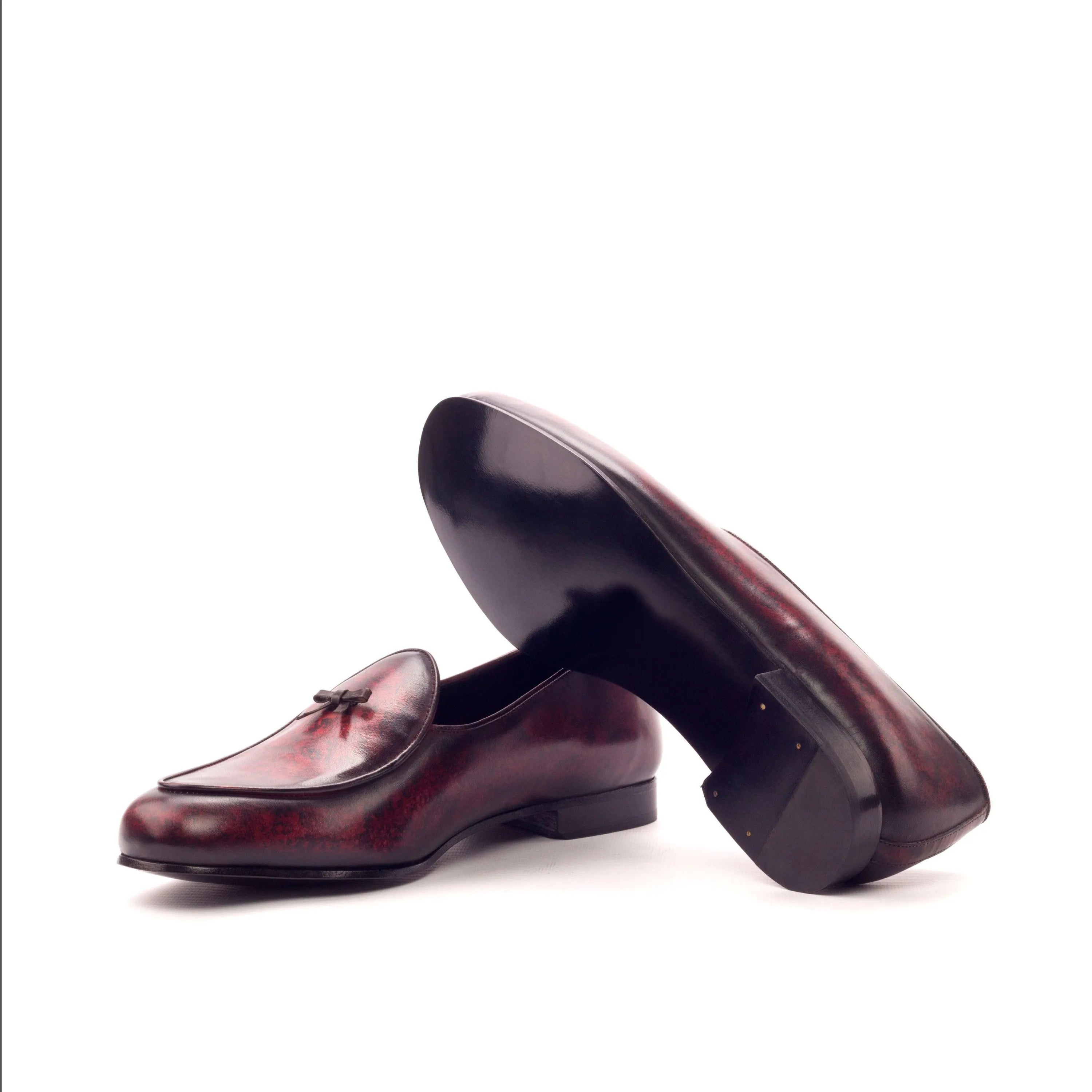 Burgundy leather Vegas Belgian Slipper II with crust patina