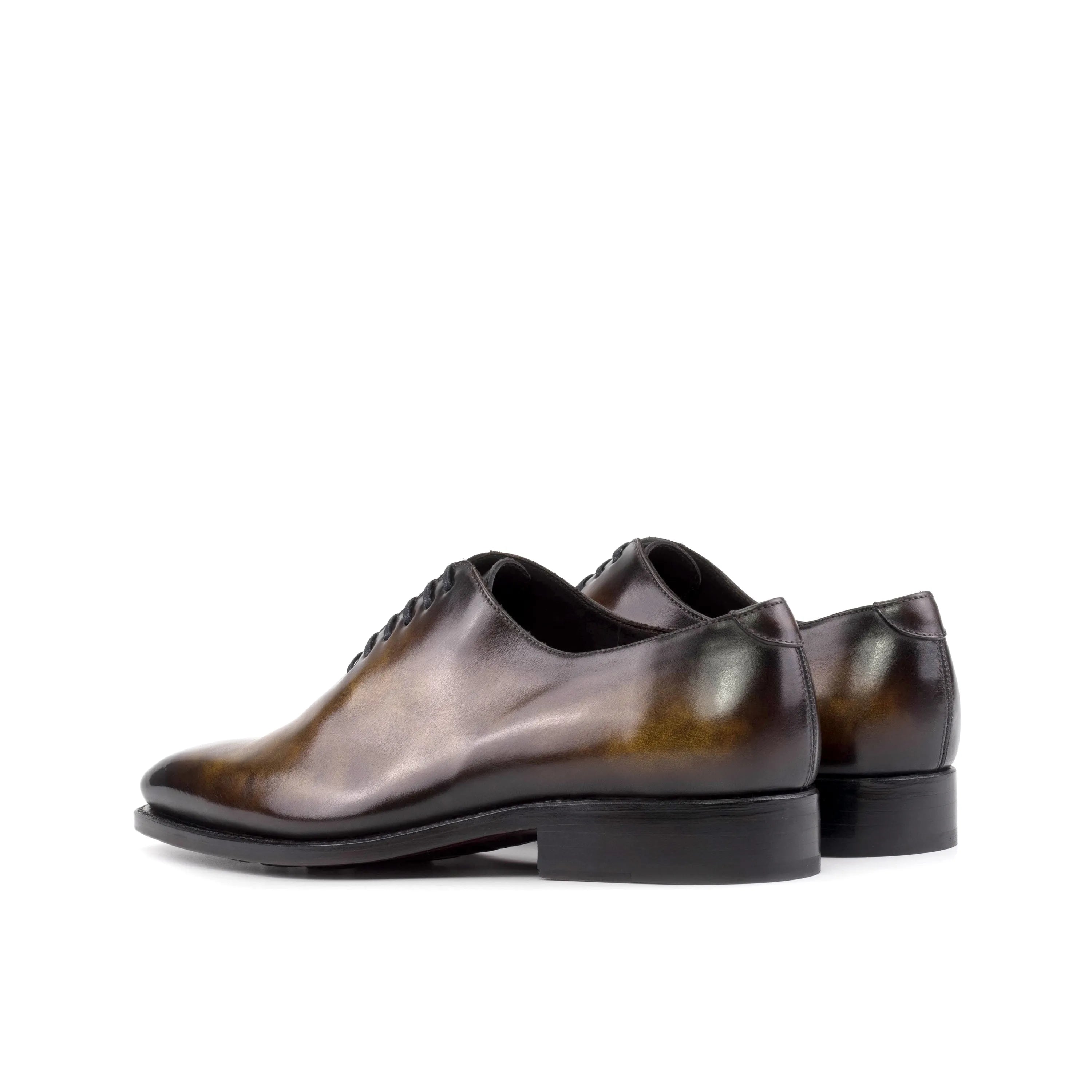 Veritas Patina Wholecut brown leather dress shoes pair