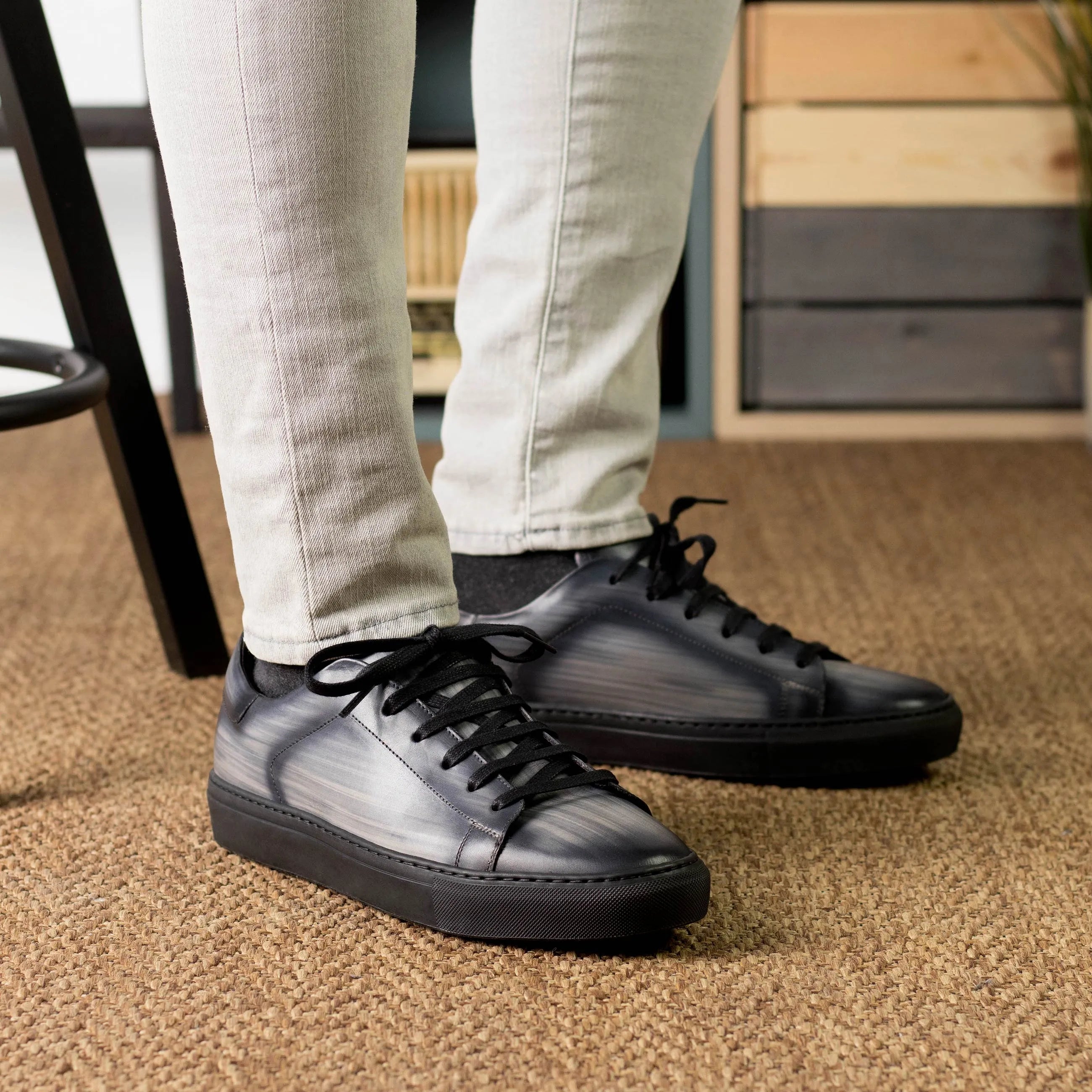 Black Verve Trainer Patina cupsole trainer sneakers