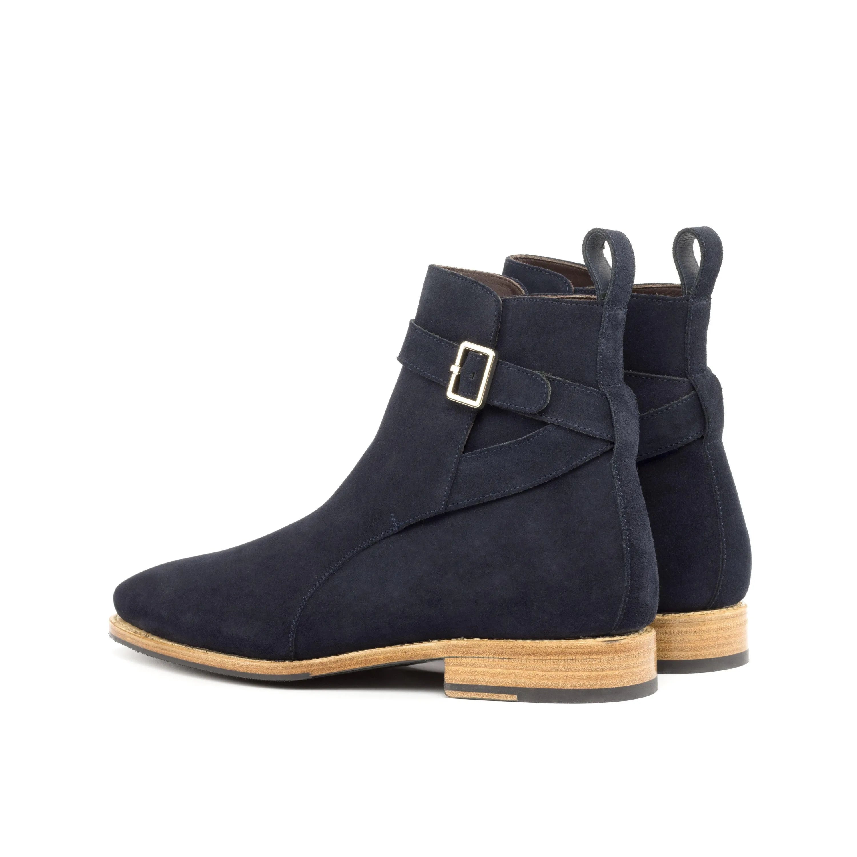 Dark blue suede Vila Jodhpur Boots II ankle boots with buckle