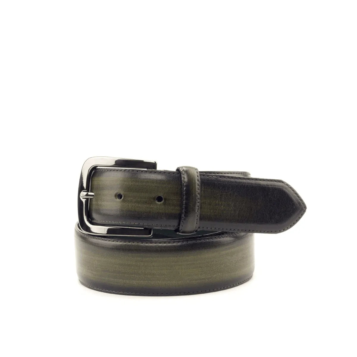 Vito Patina Hampton Belt II green leather with silver buckle