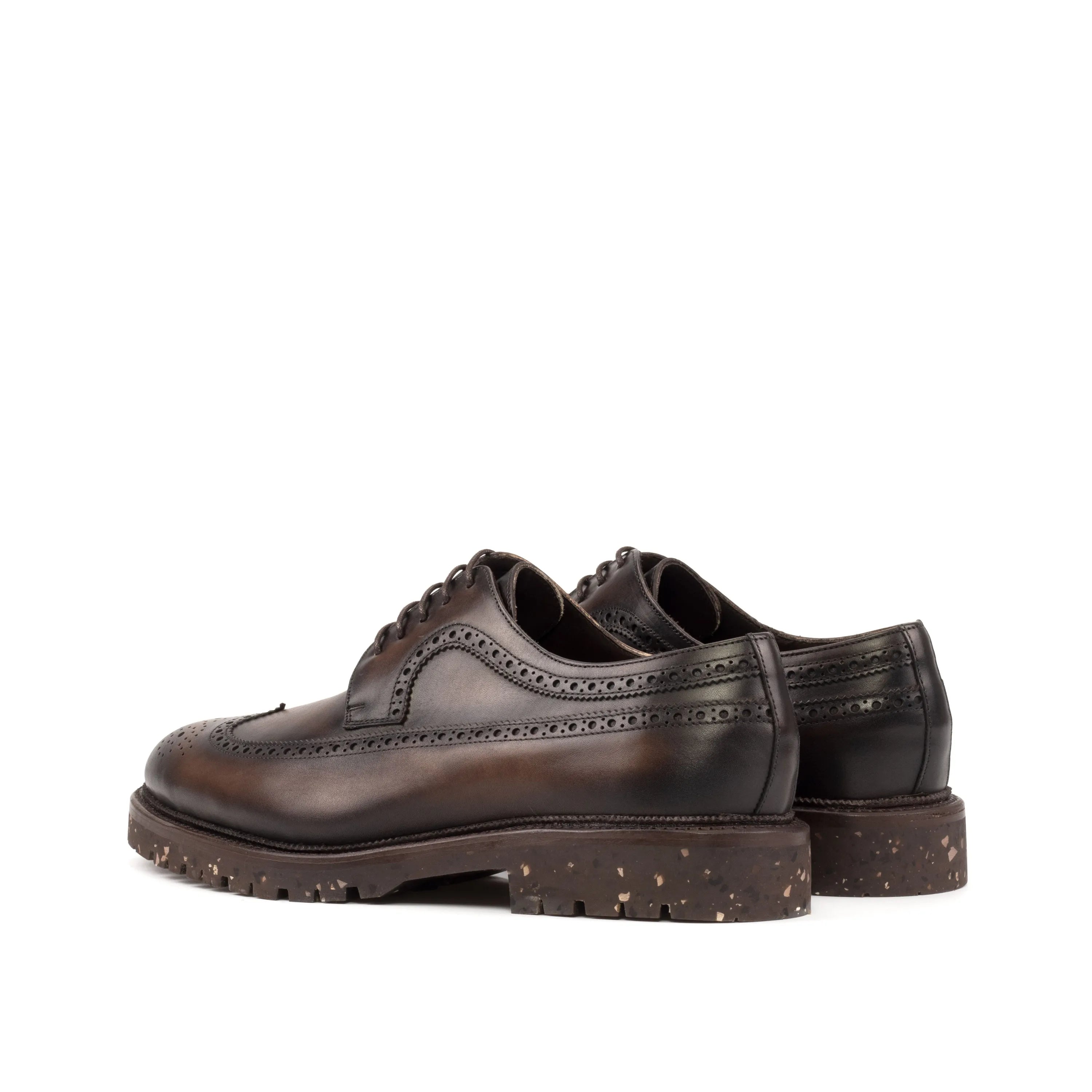 Brown leather Vos Longwing Blucher II brogue shoes