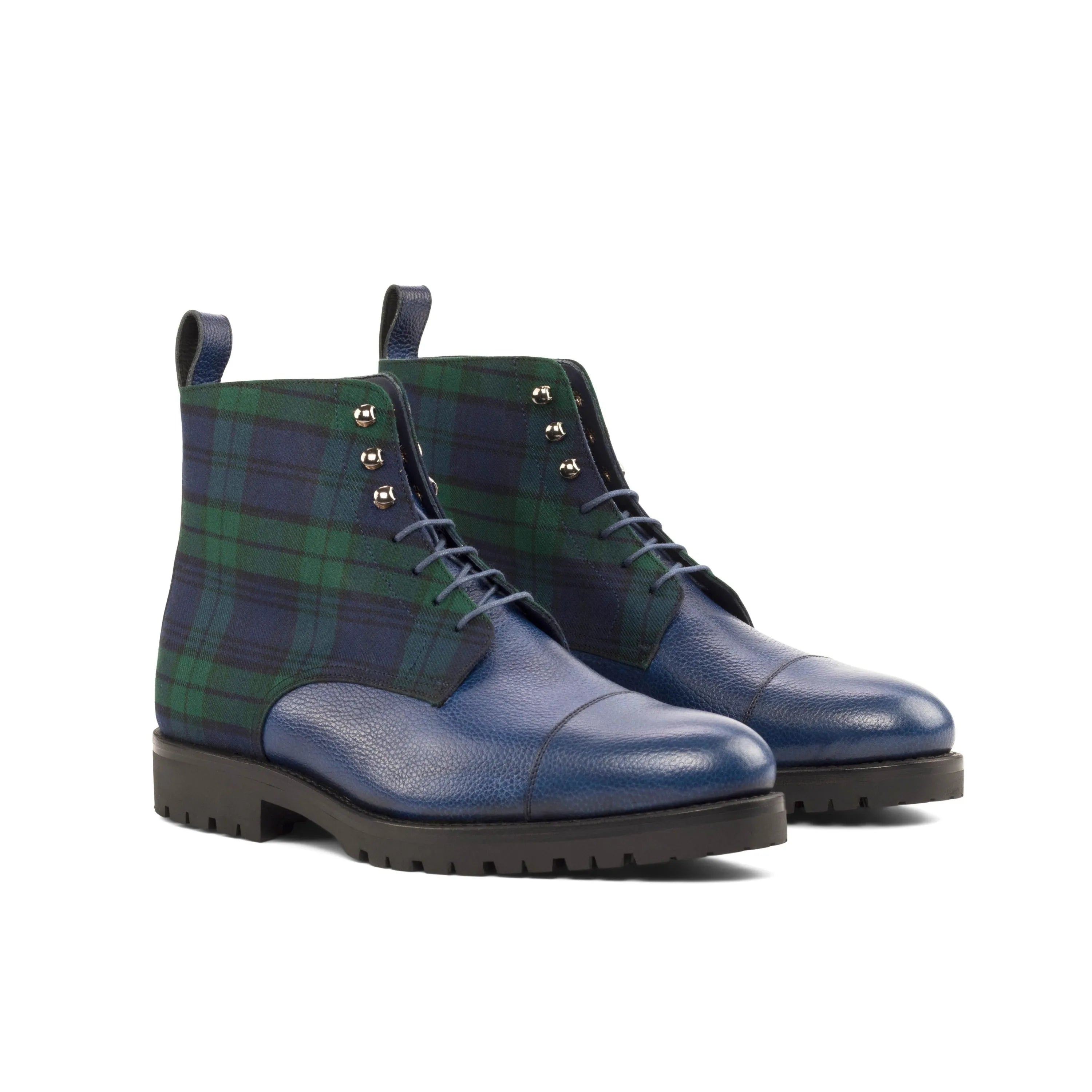Blue leather and plaid Willy Jumper Boots II