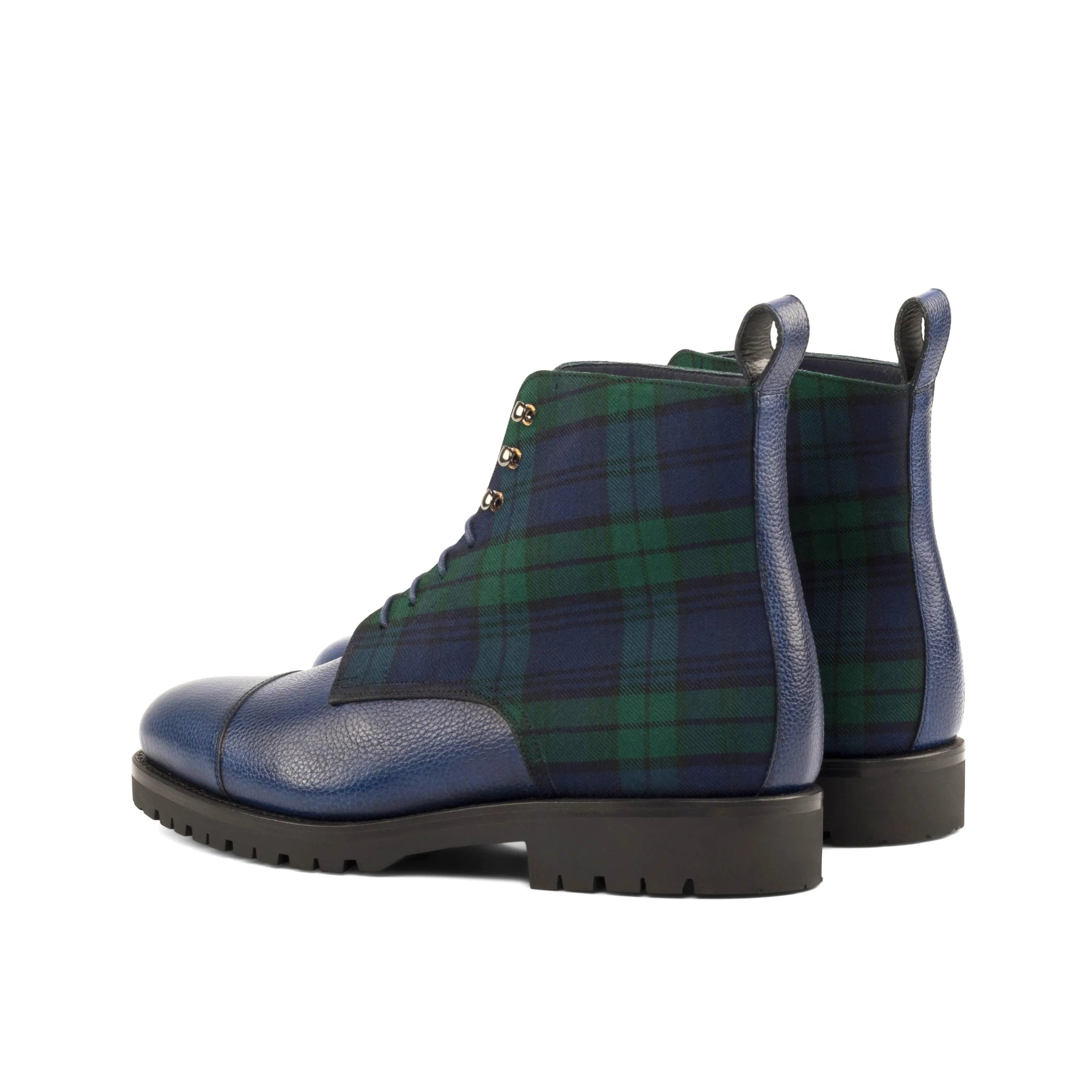 Blue and green plaid Willy Jumper Boots