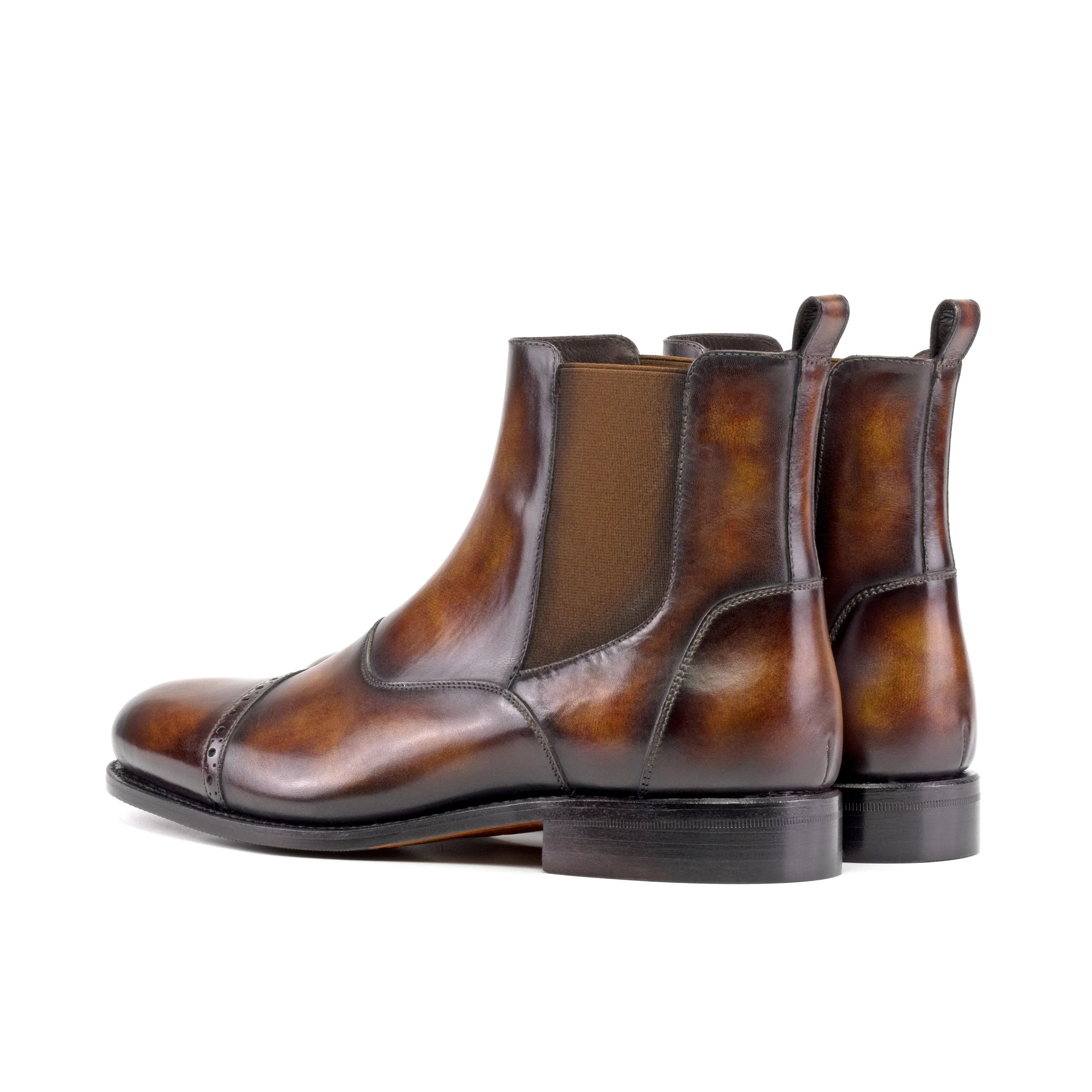 Willy Patina Chelsea II brown leather patina Chelsea boots rounded toe
