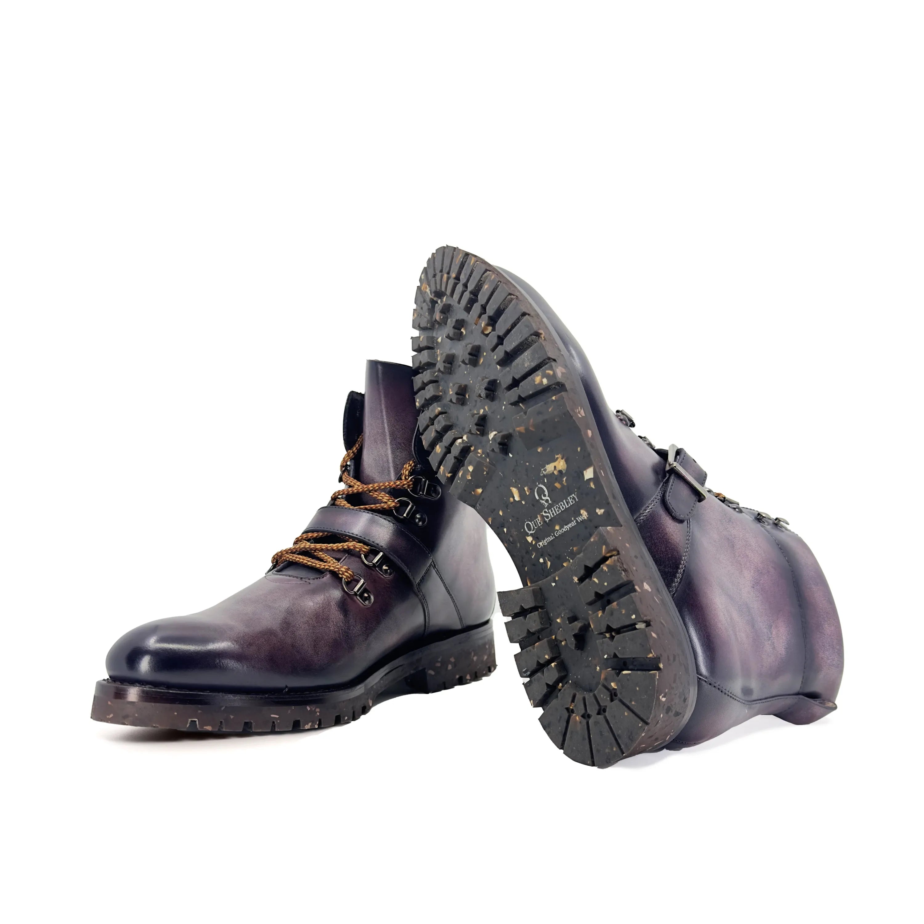 Winstein Patina Hiking Boots in purple leather (sample)