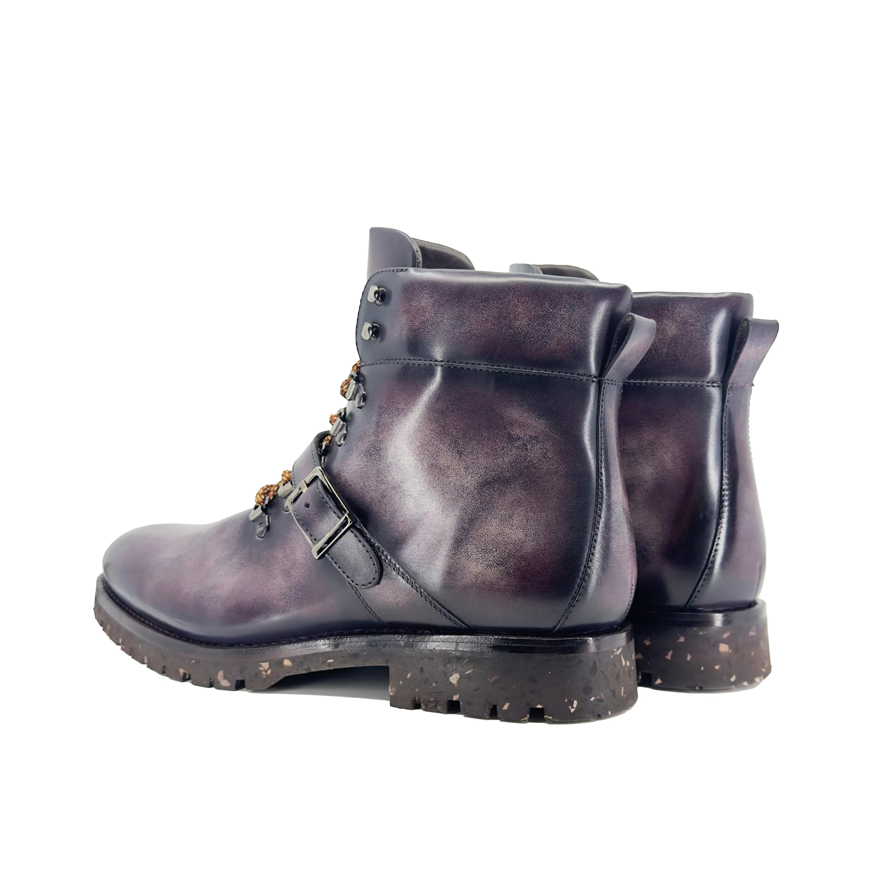 Purple Winstein Patina Hiking Boots leather ankle view