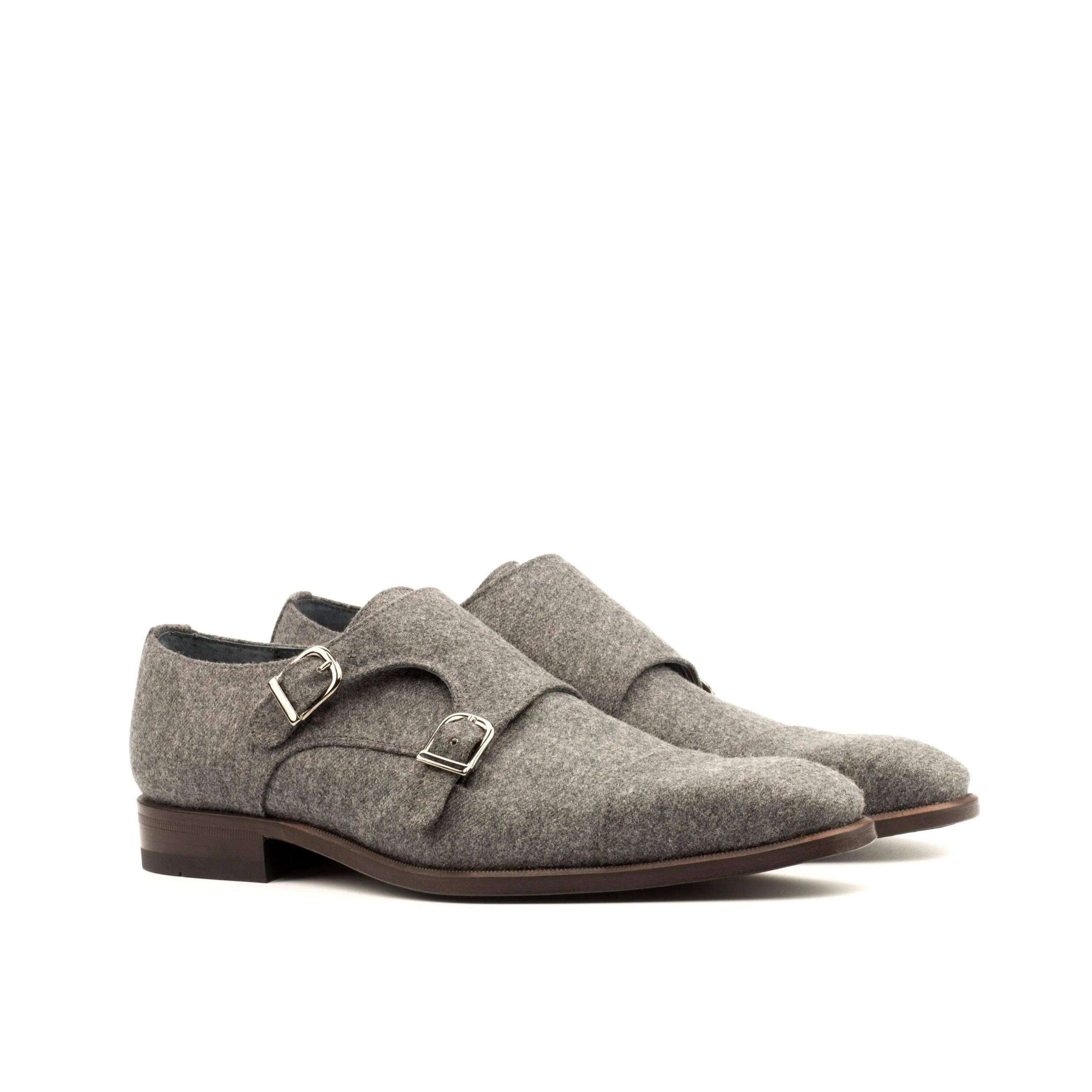Gray Wiyot Double Monk II shoes, double monk strap detail