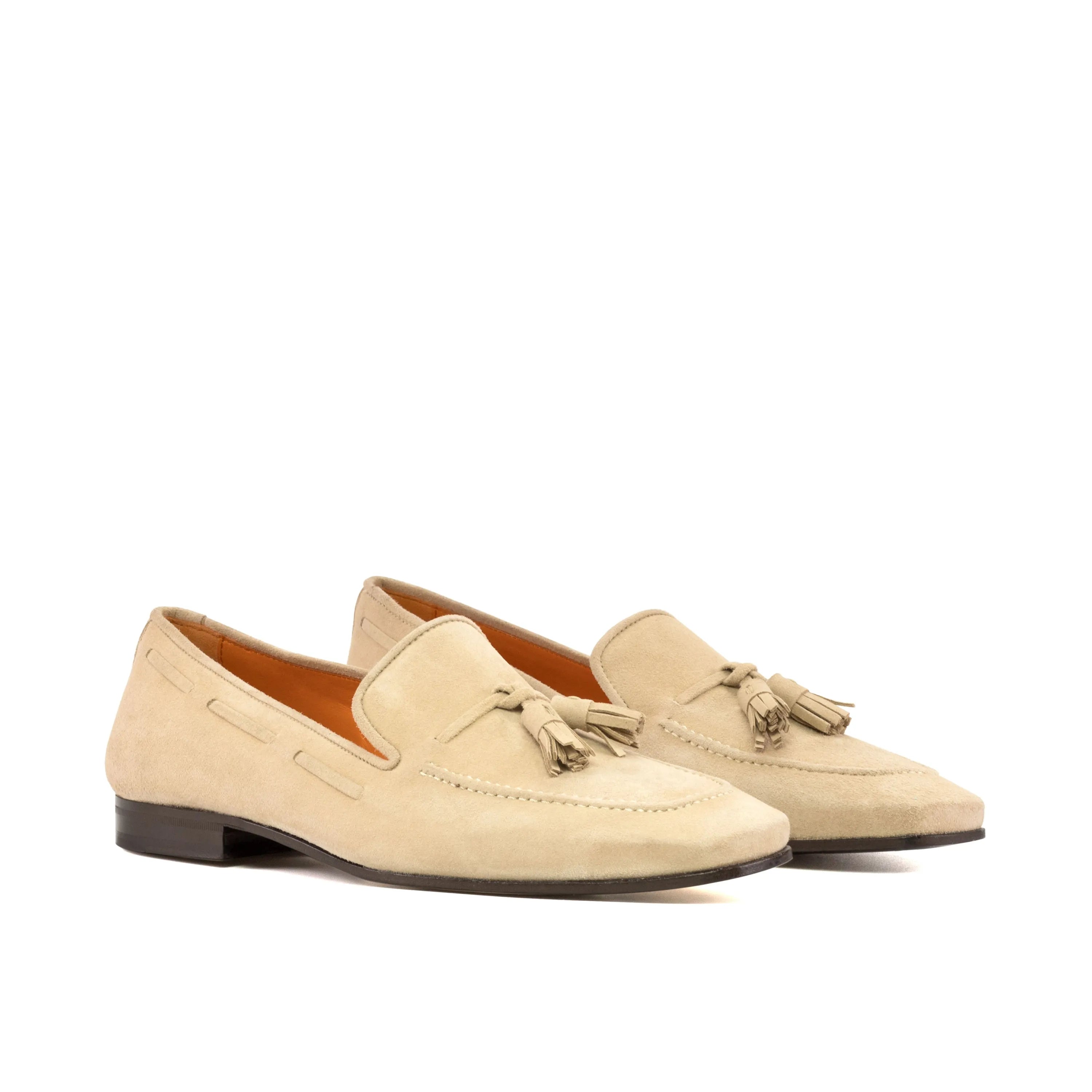 Xavier Drake Slipon II beige leather tassel loafers