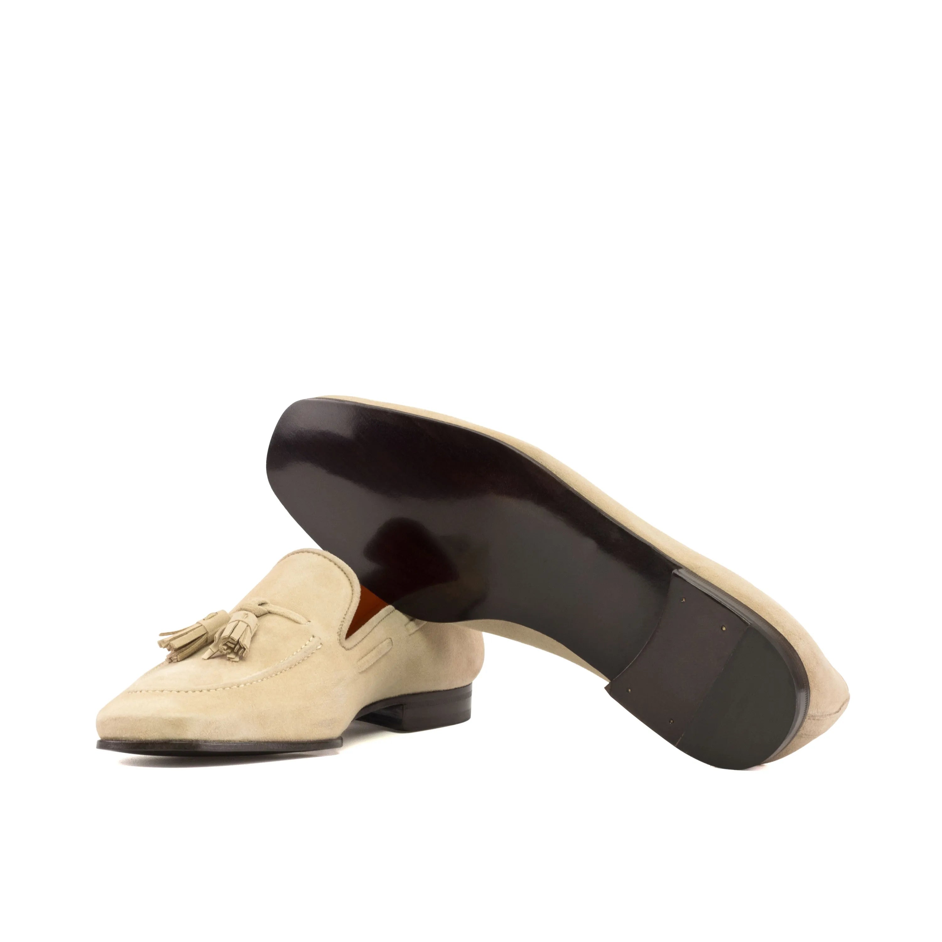 Xavier Drake slipon beige suede tassel loafers