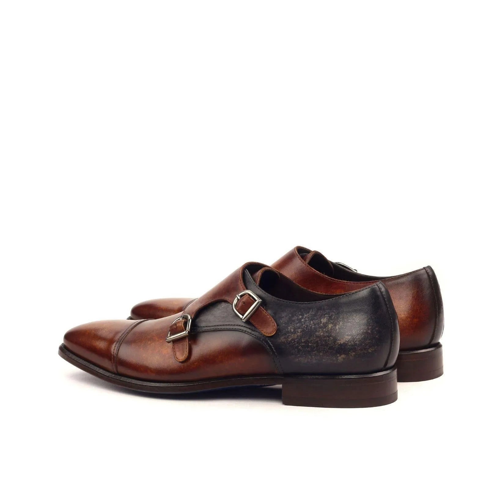 XO Double Monk Patina II brown leather double monk shoes