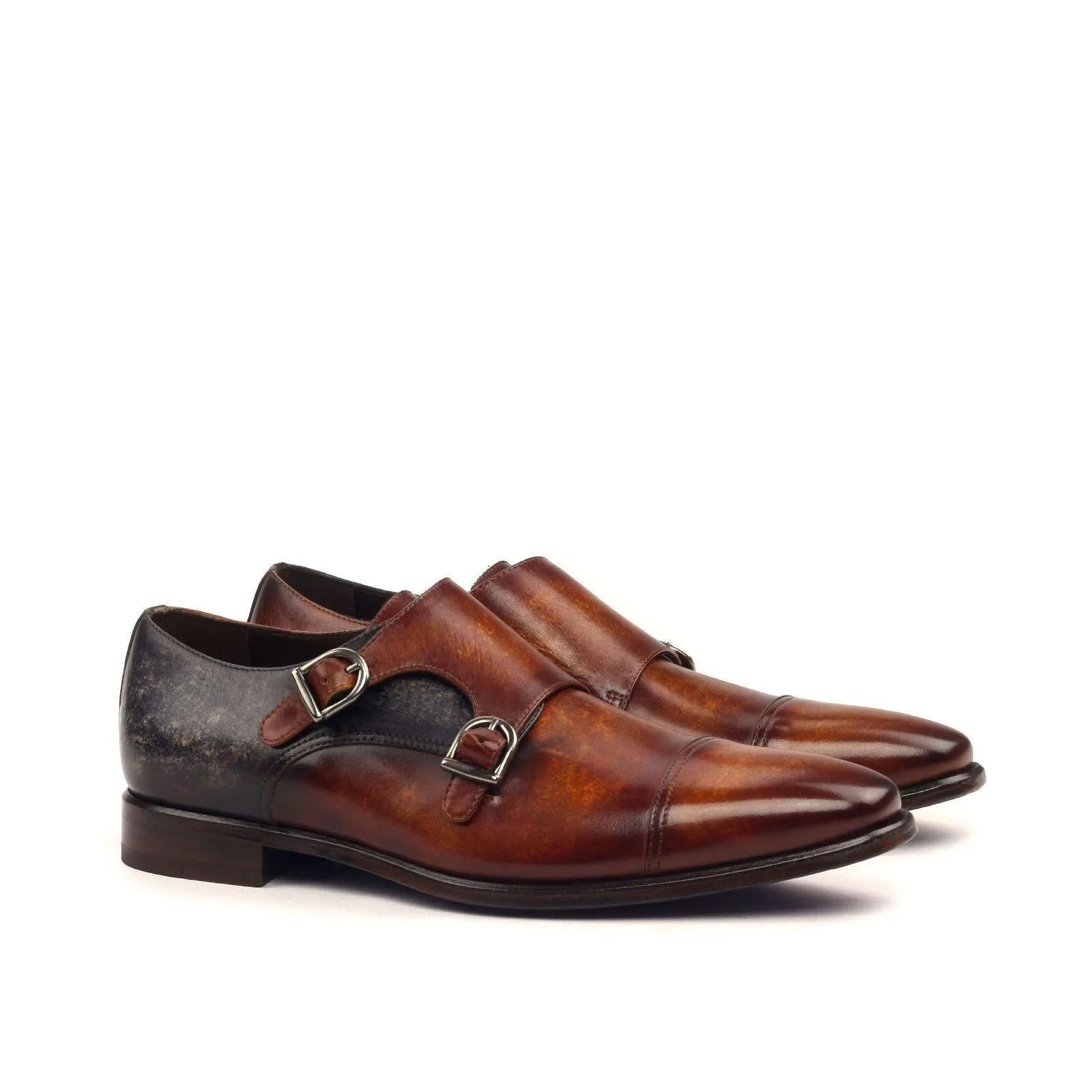 XO Double Monk Patina II brown leather double monk shoes