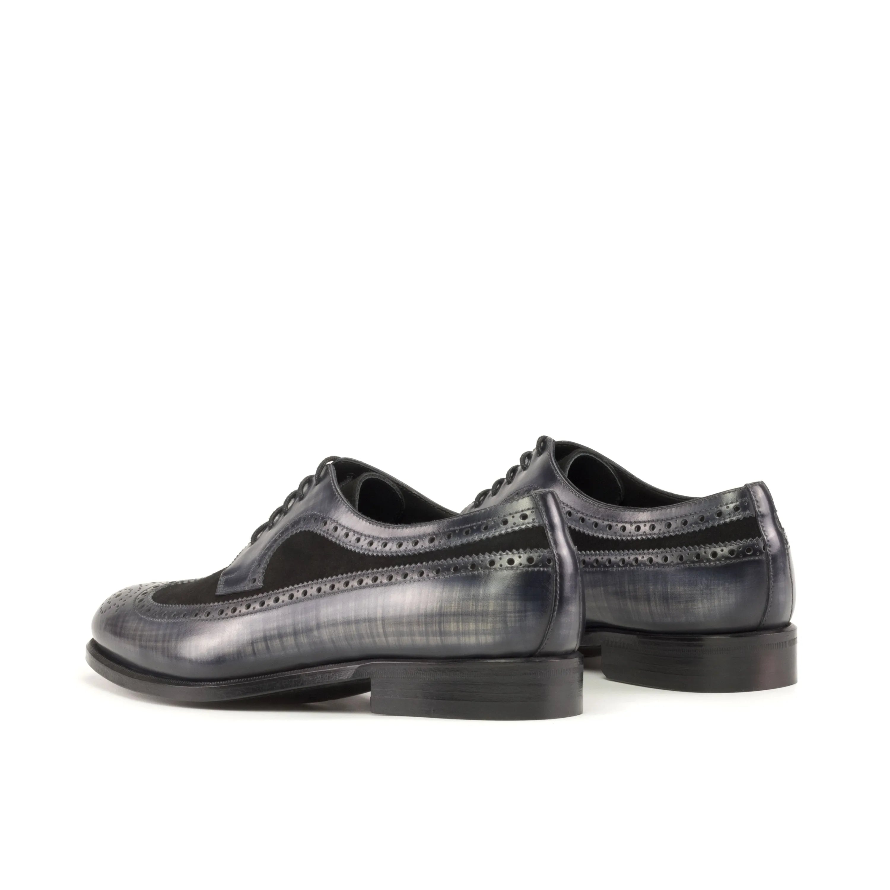 Gray York Patina Longwing Blucher wingtip shoes in leather